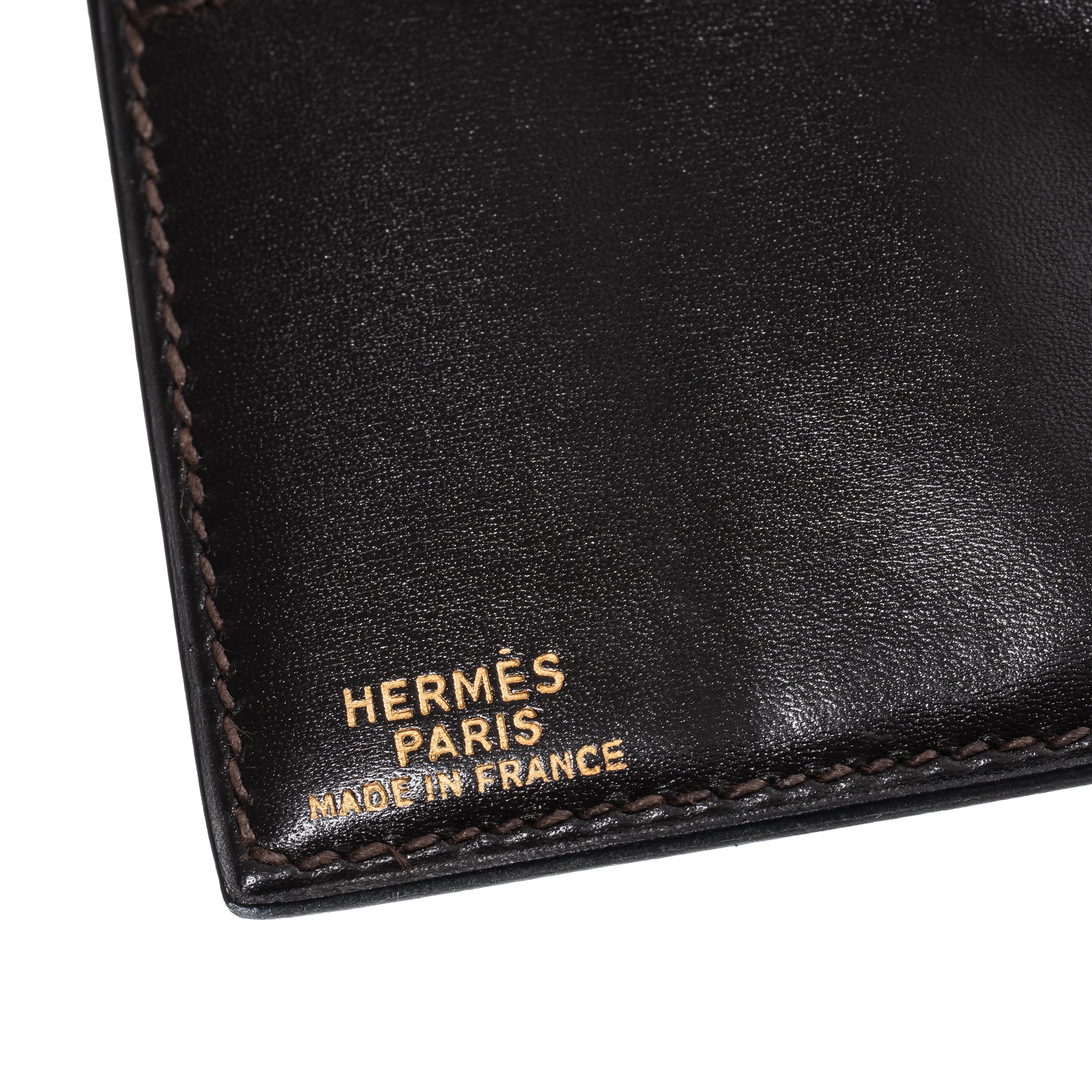Hermès - Portafoglio porta assegni in pellame box marrone (1979)