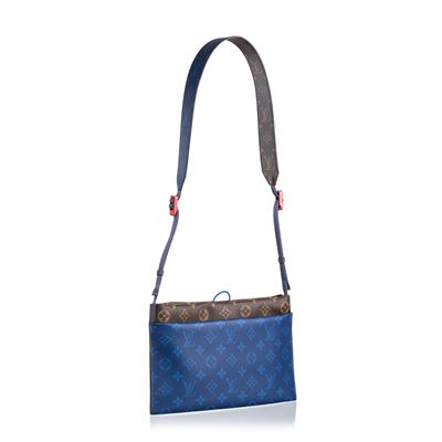 Tracolla Outdoor piccola in canvas monogram Pacific Blue