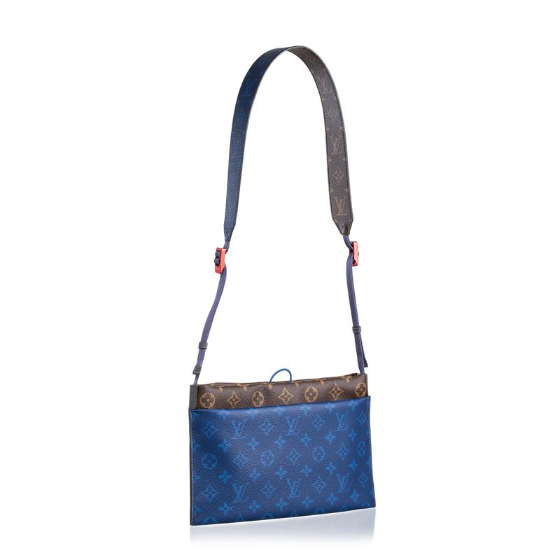 Louis Vuitton - Tracolla Outdoor piccola in canvas monogram Pacific Blue