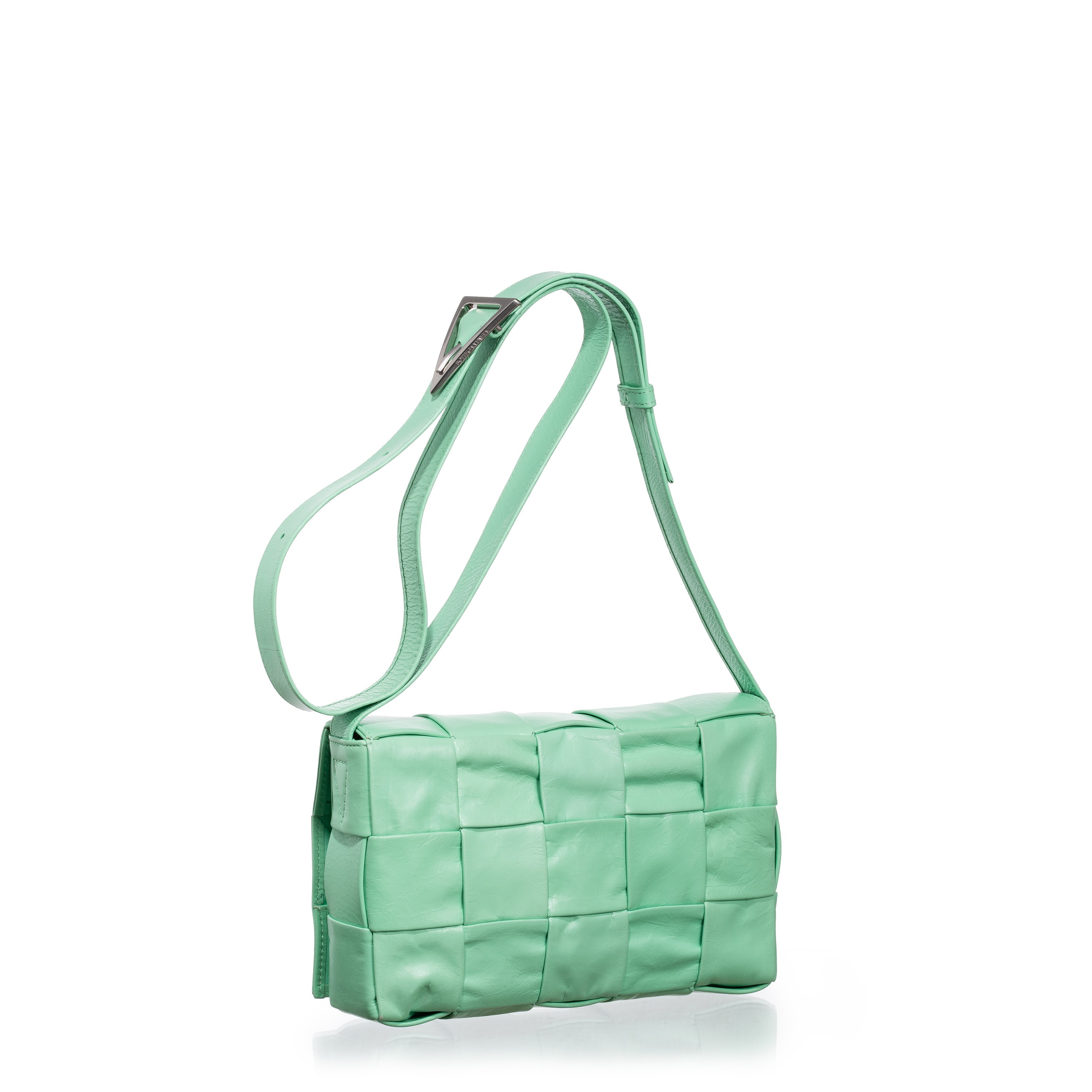 Bottega Veneta - Stretch Cassette borsa a tracolla in pelle con intreccio color menta