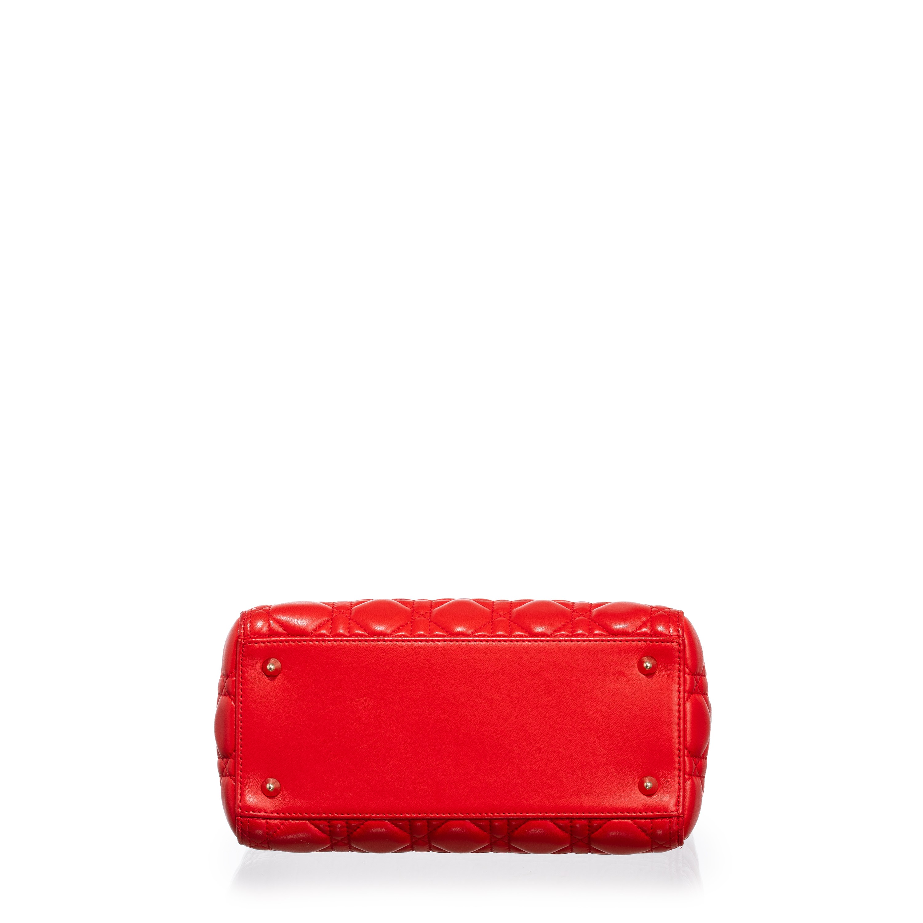 Dior, Lady Dior Medium, borsa in pelle d’agnello corallo con metalleria champagne, 2019