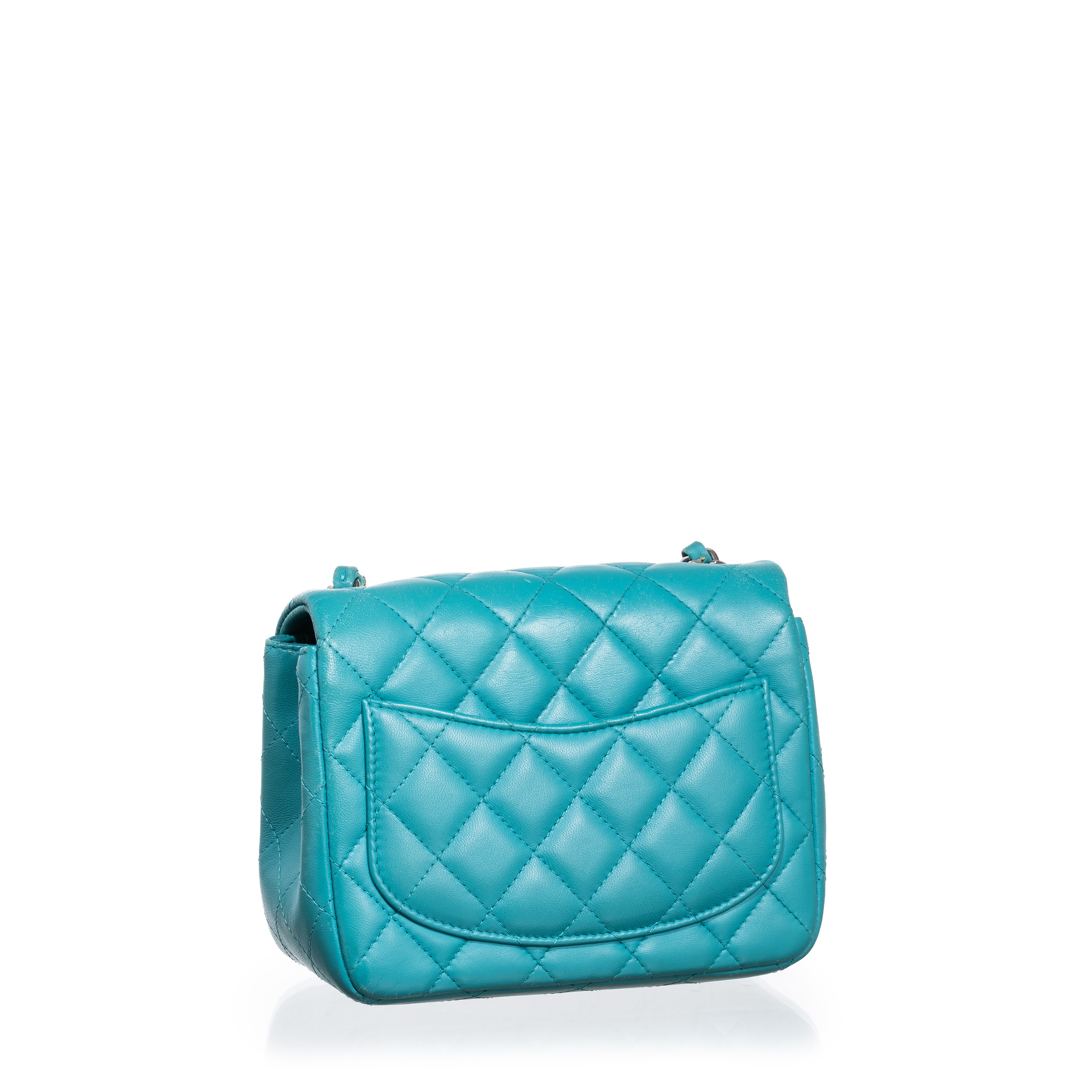 Chanel - Mini Square in pelle d’agnello matelassé azzurro (2014)