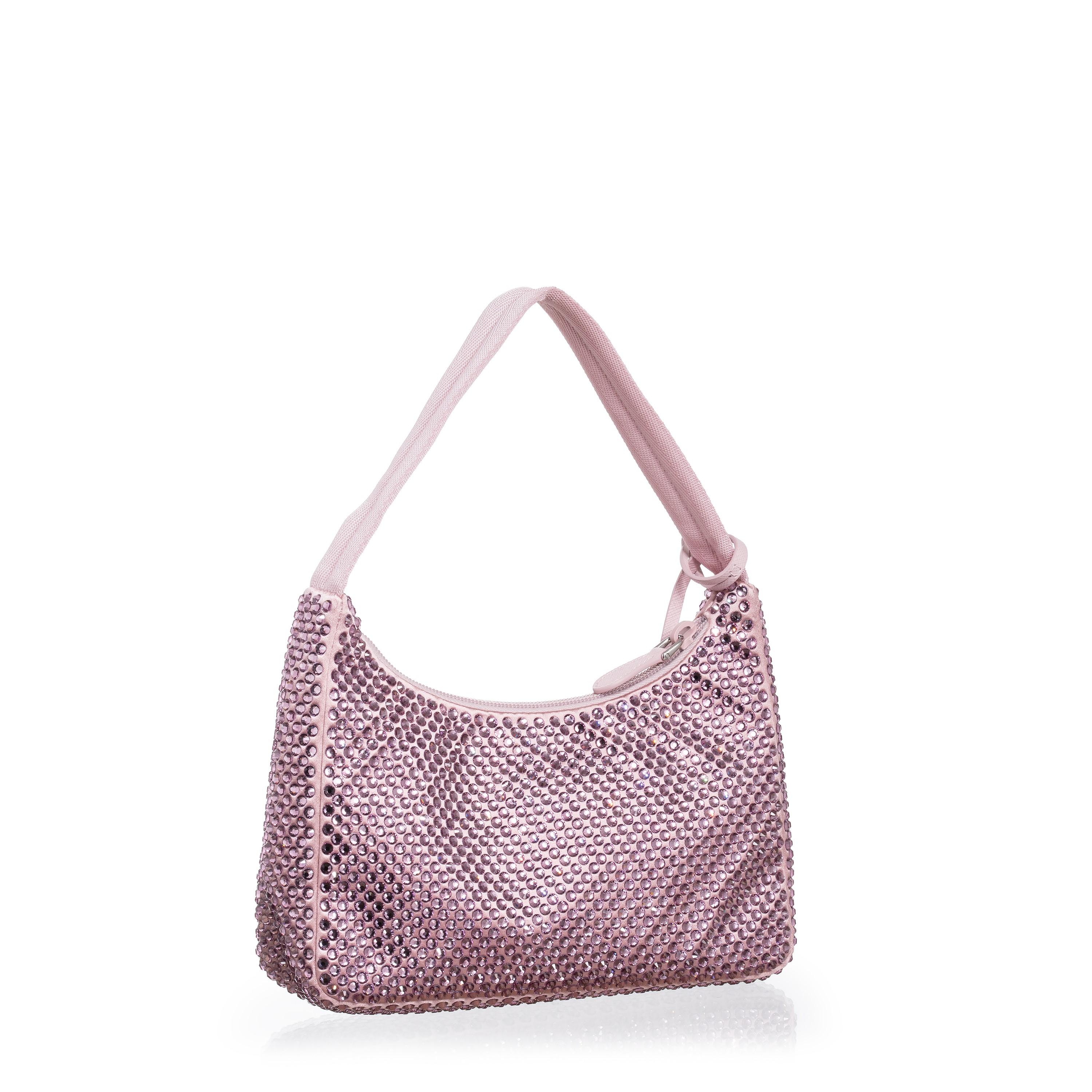 Prada - Mini borsa Re-Edition 2000 in raso con cristalli rosa alabastro