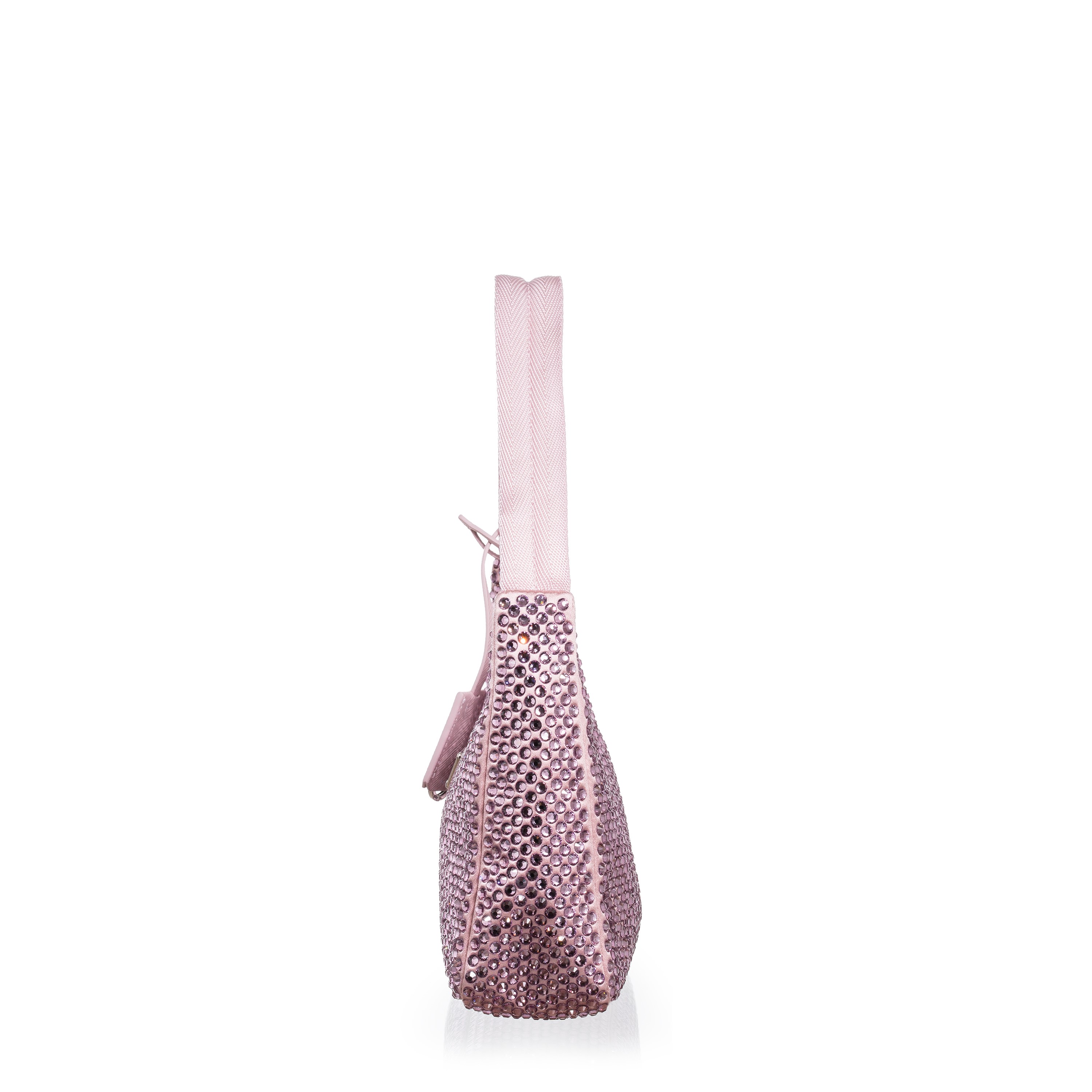 Prada - Mini borsa Re-Edition 2000 in raso con cristalli rosa alabastro