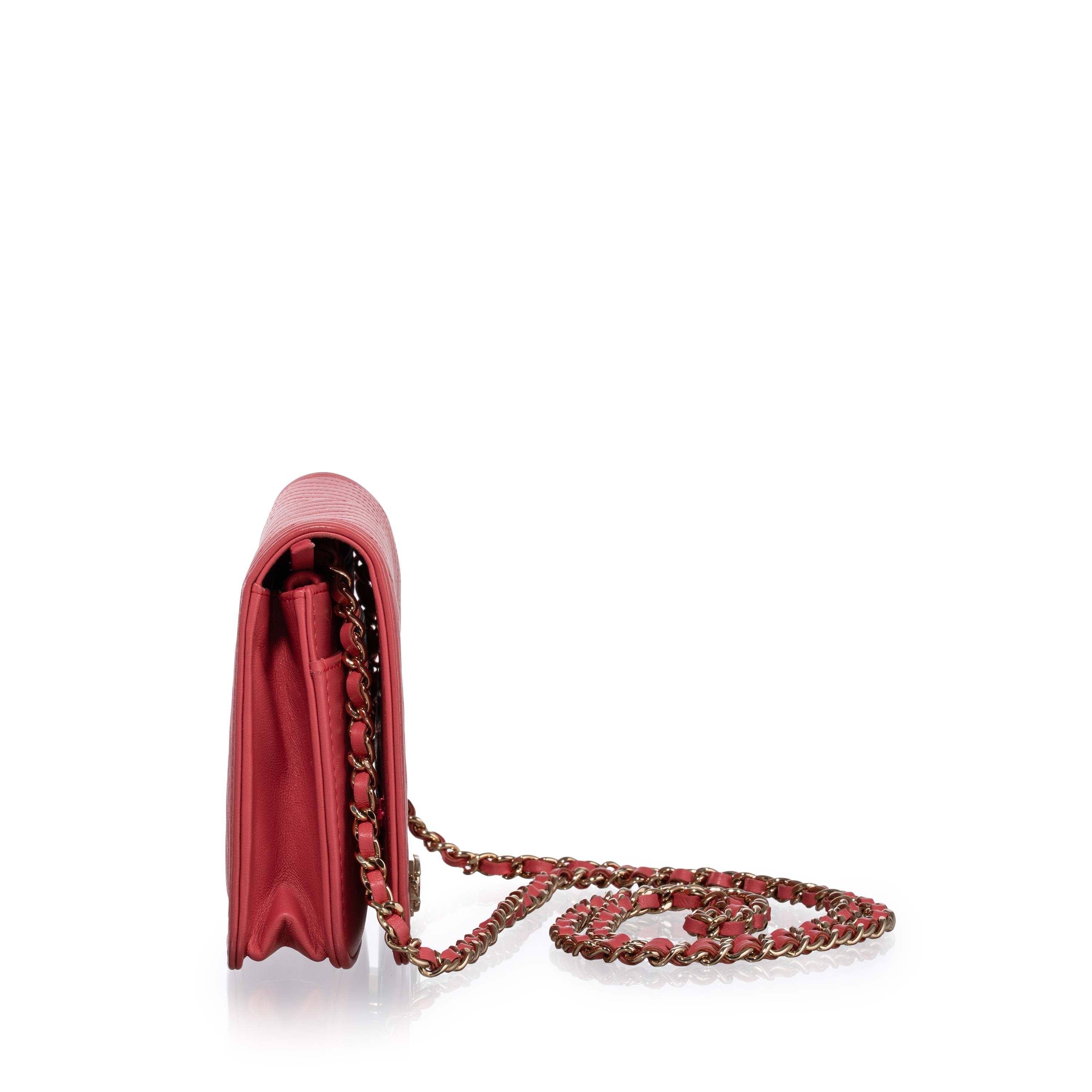 Chanel - WOC Boy Chevron in pelle d’agnello rosa con metalleria champagne