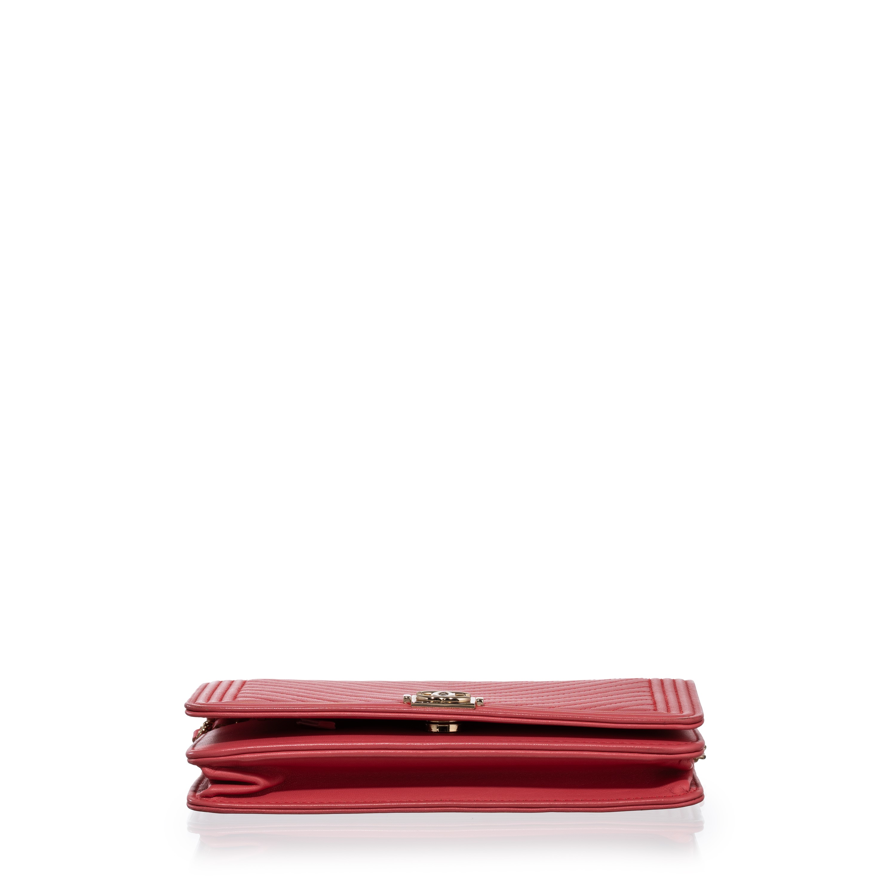 Chanel - WOC Boy Chevron in pelle d’agnello rosa con metalleria champagne