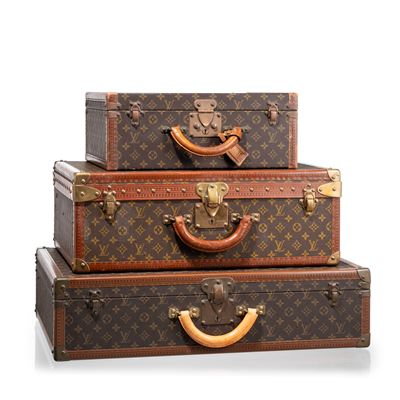 Set di 3 valigie vintage Monogram (Bisten 70, Alzer 60 e valigetta 48H)