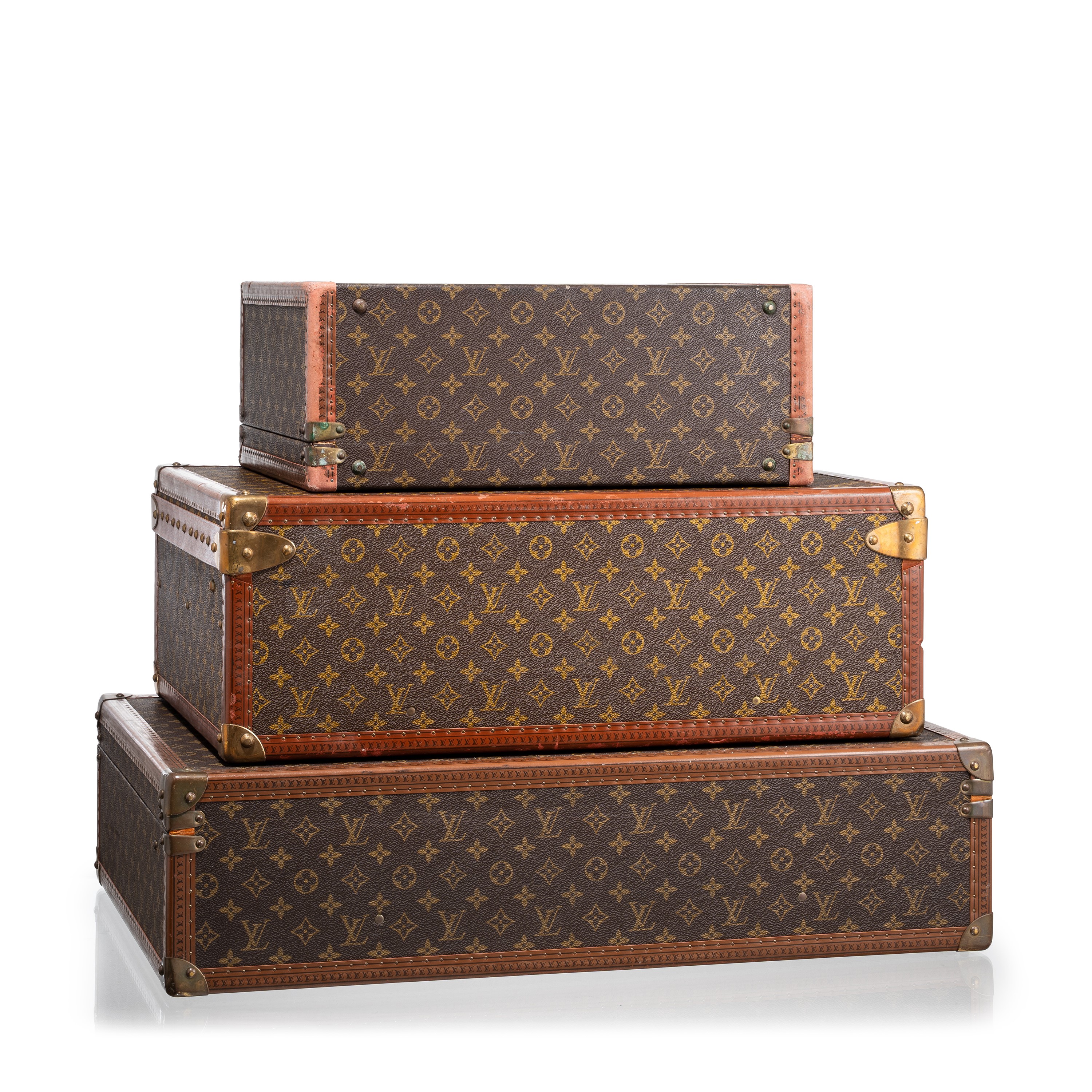 Louis Vuitton - Set di 3 valigie vintage Monogram (Bisten 70, Alzer 60 e valigetta 48H)