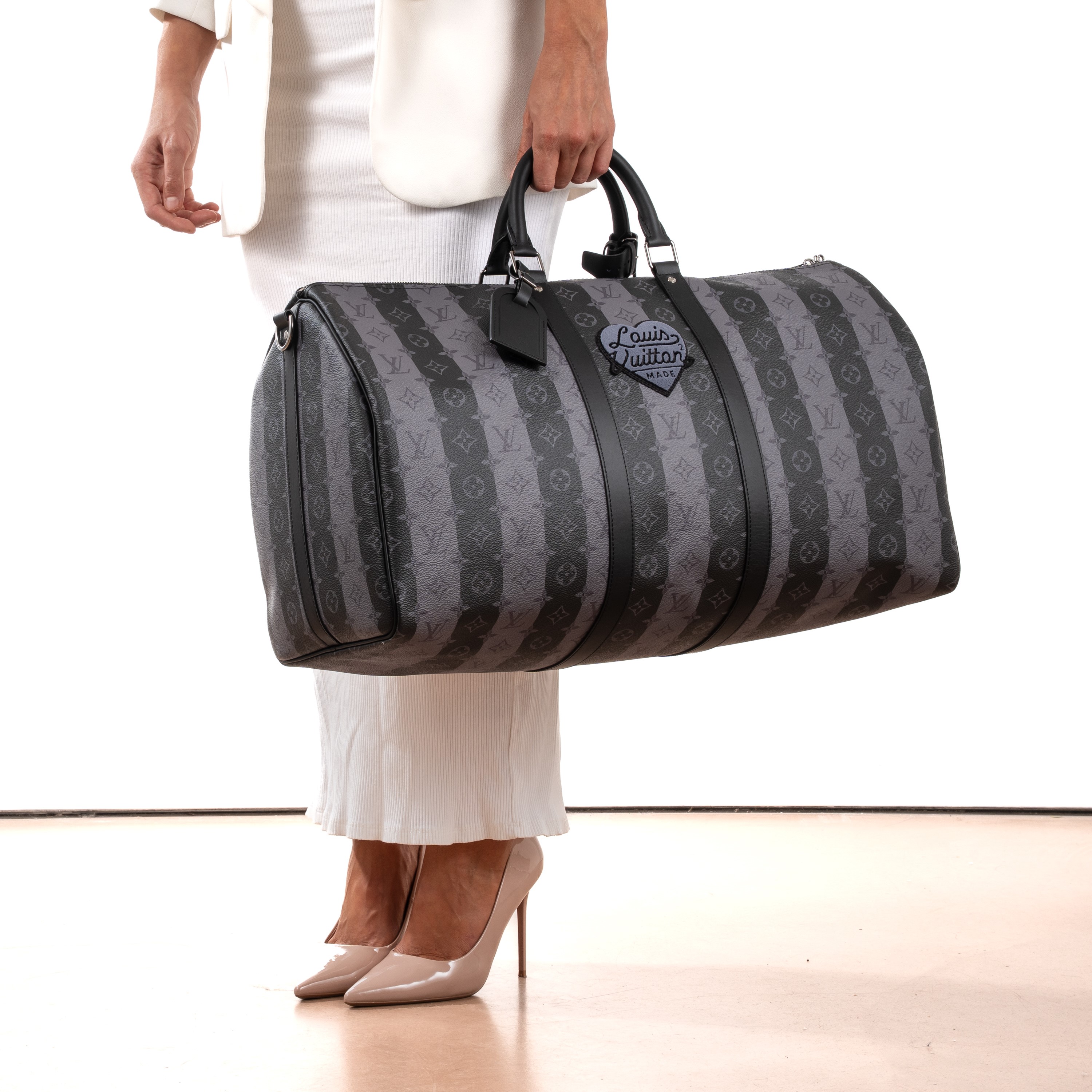 Louis Vuitton - Keepall Bandoulière 55 Limited Edition “Virgil Abloh x Nigo”, tela coated Monogra...