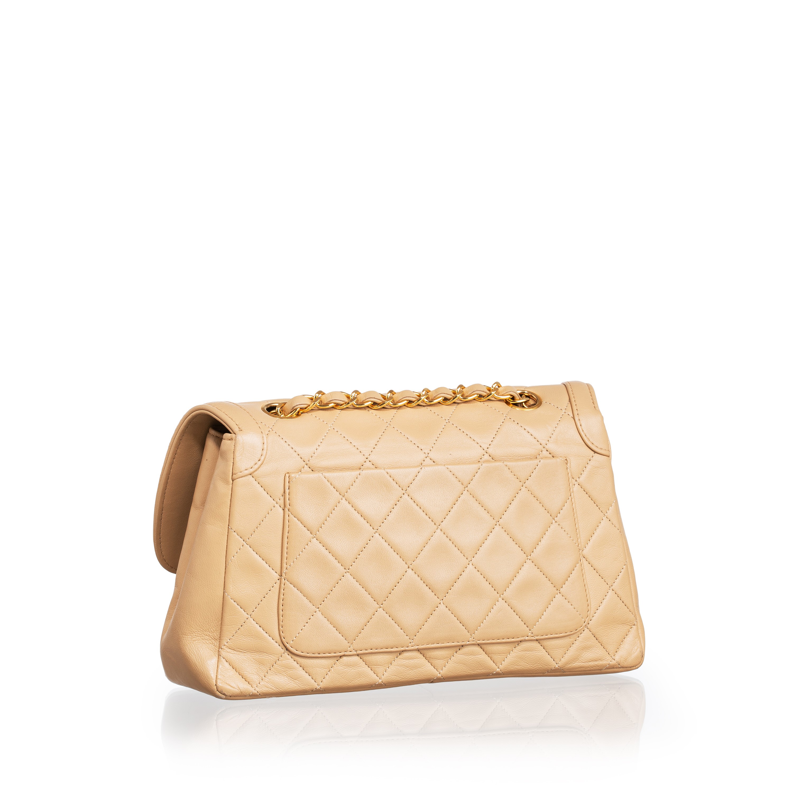 Chanel Single Flap Vintage in pelle d’agnello beige (1989-1991)