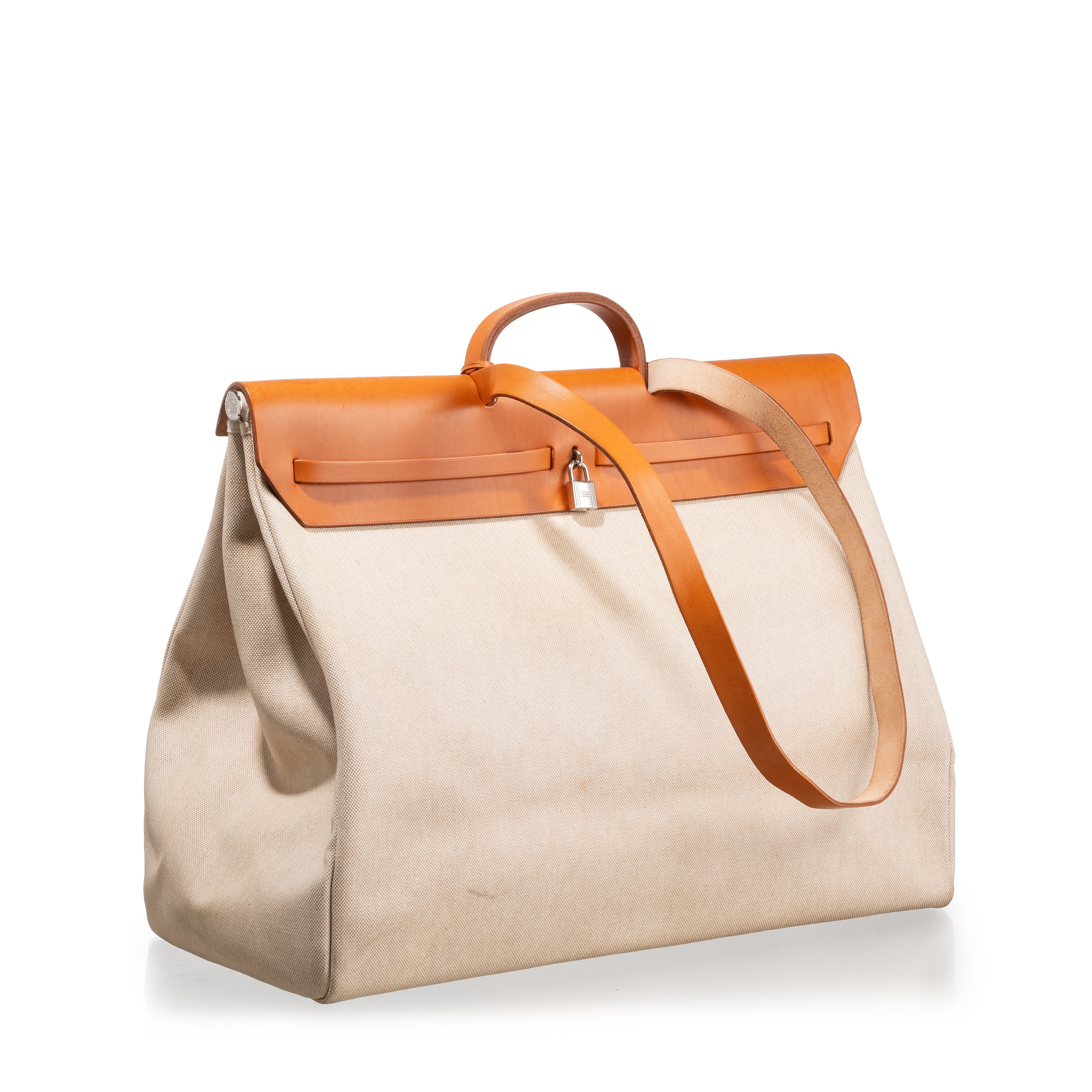 Hermès - Herbag 50 borsone da viaggio in Vache Hunter e Toile Naturelle (1998)