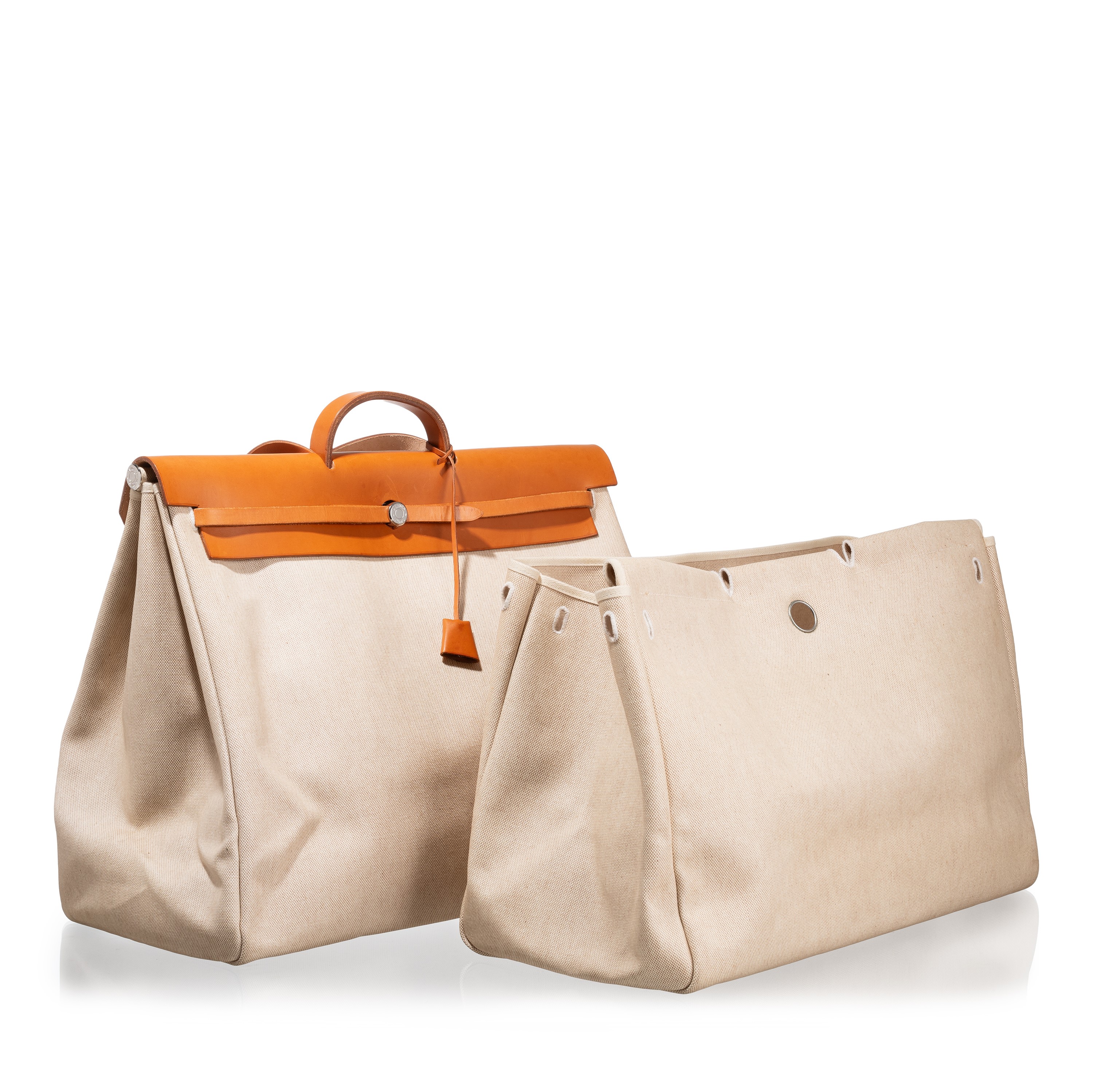 Hermès - Herbag 50 borsone da viaggio in Vache Hunter e Toile Naturelle (1998)