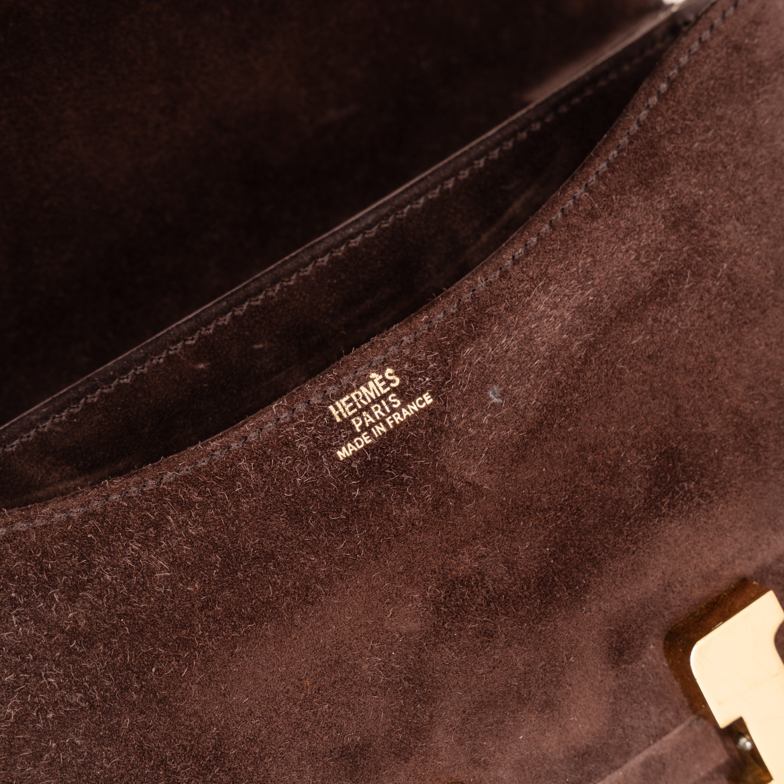 Hermès - Mini Constance 18 in pelle scamosciata marrone con metalleria dorata (2006)