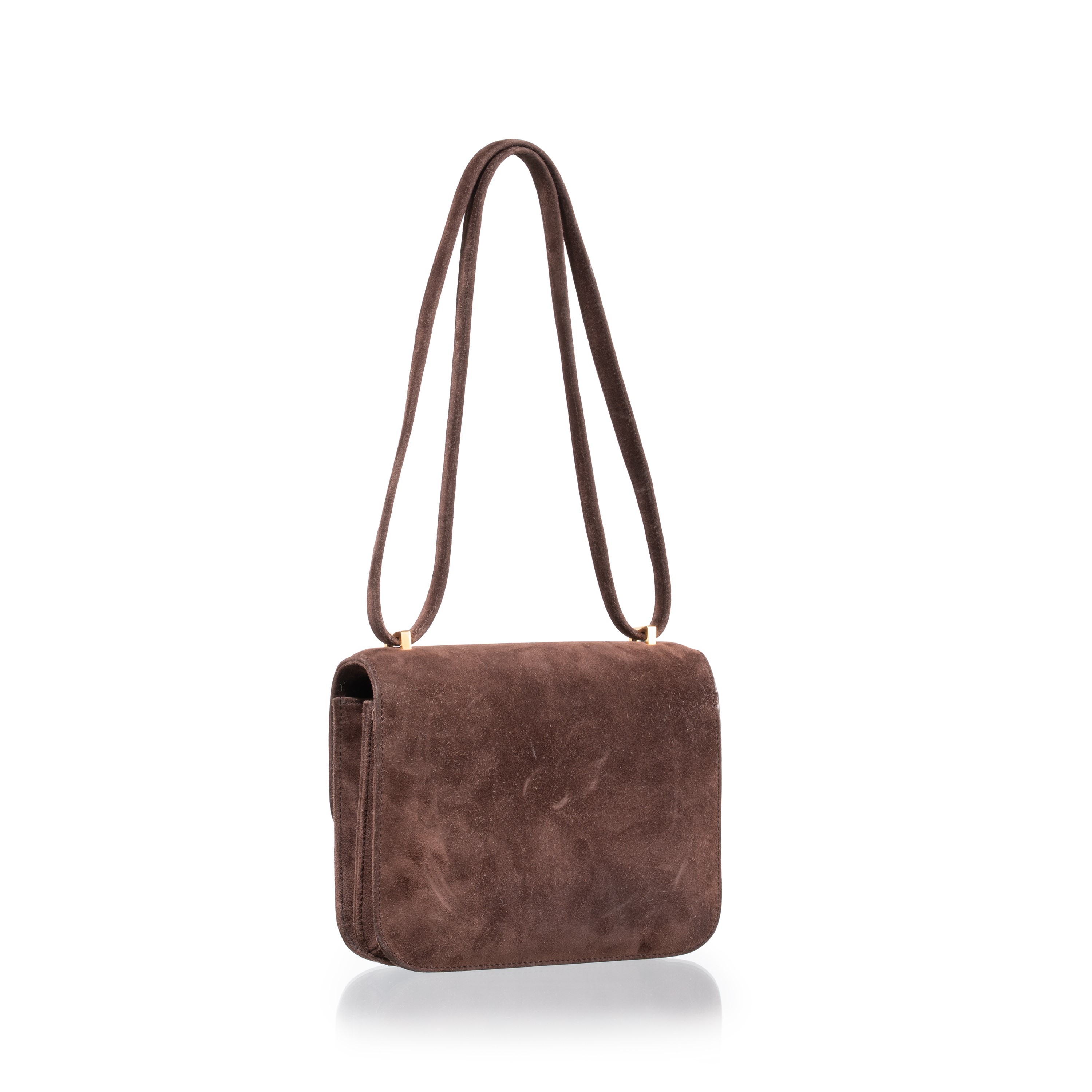 Hermès - Mini Constance 18 in pelle scamosciata marrone con metalleria dorata (2006)