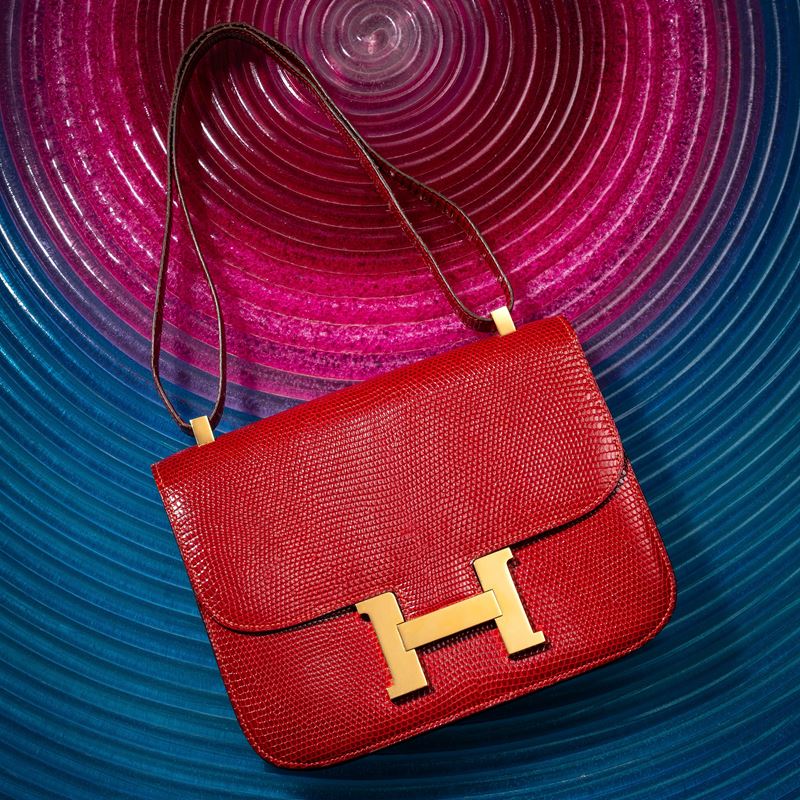 Hermès - Constance 24 in lucertola rossa (1972) con hardware dorato