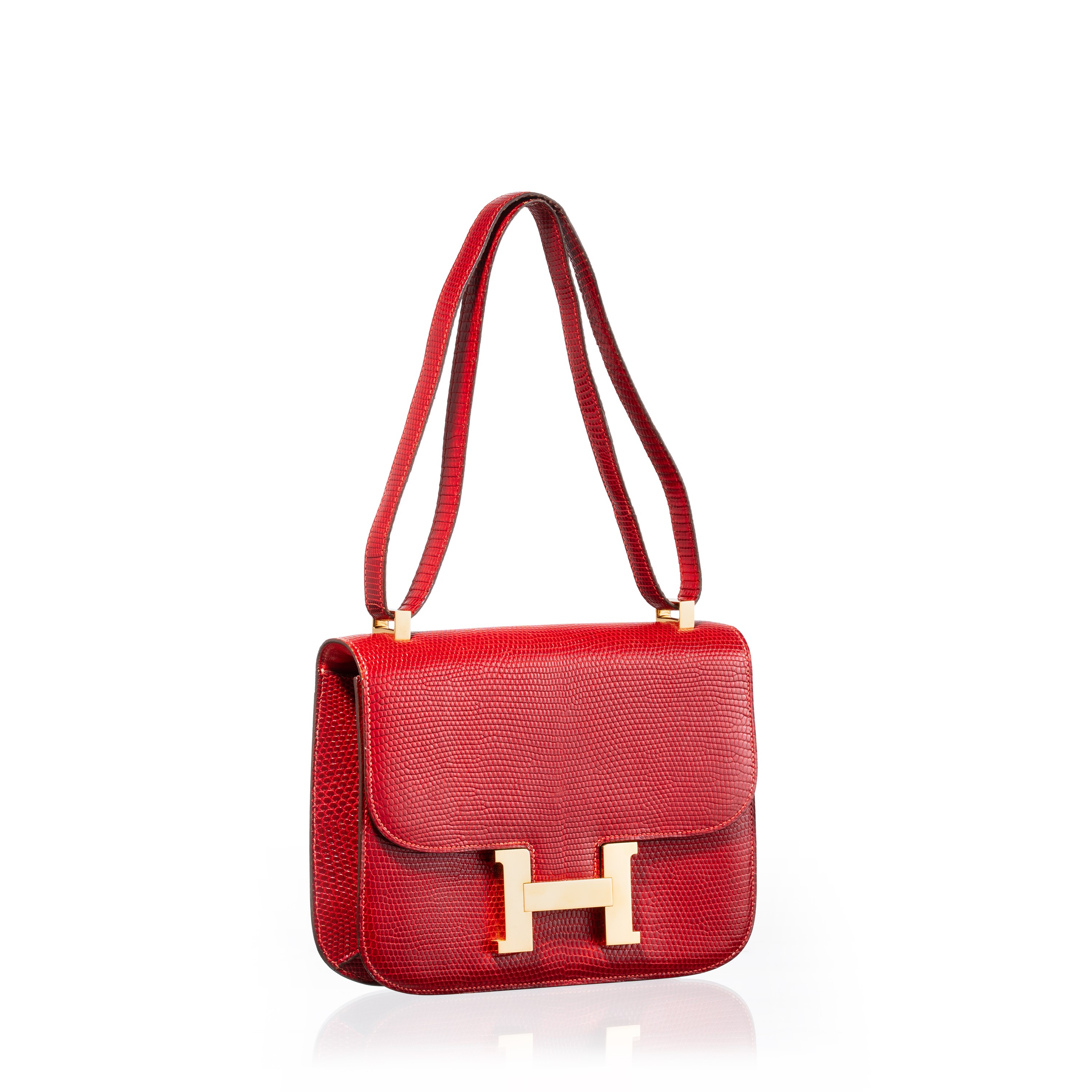 Hermès - Constance 24 in lucertola rossa (1972) con hardware dorato