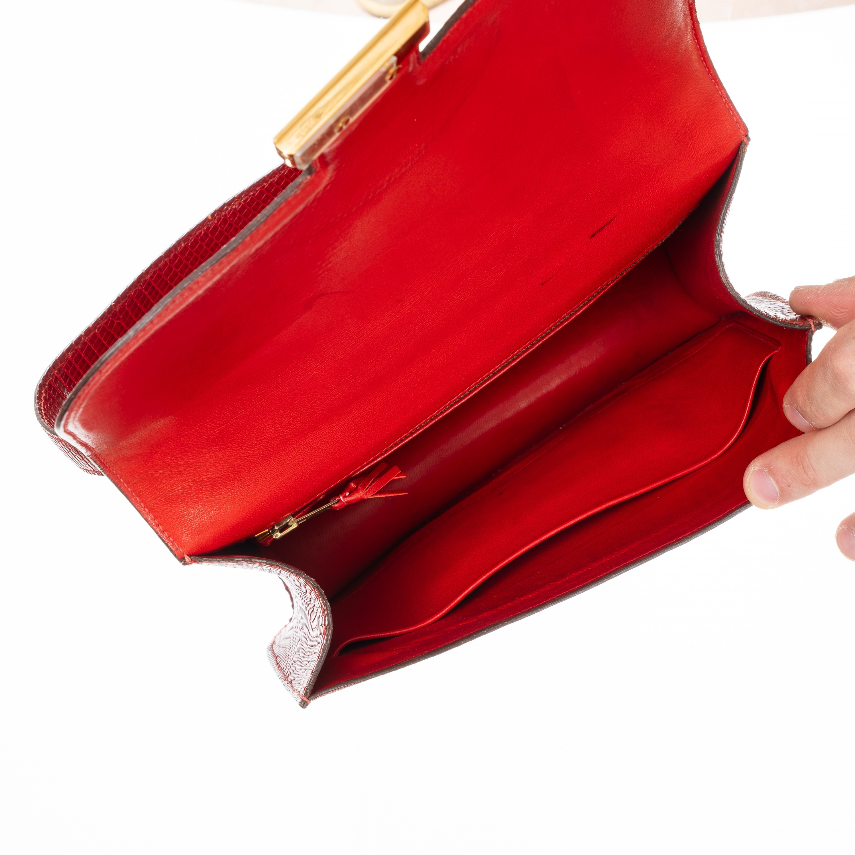 Hermès - Constance 24 in lucertola rossa (1972) con hardware dorato