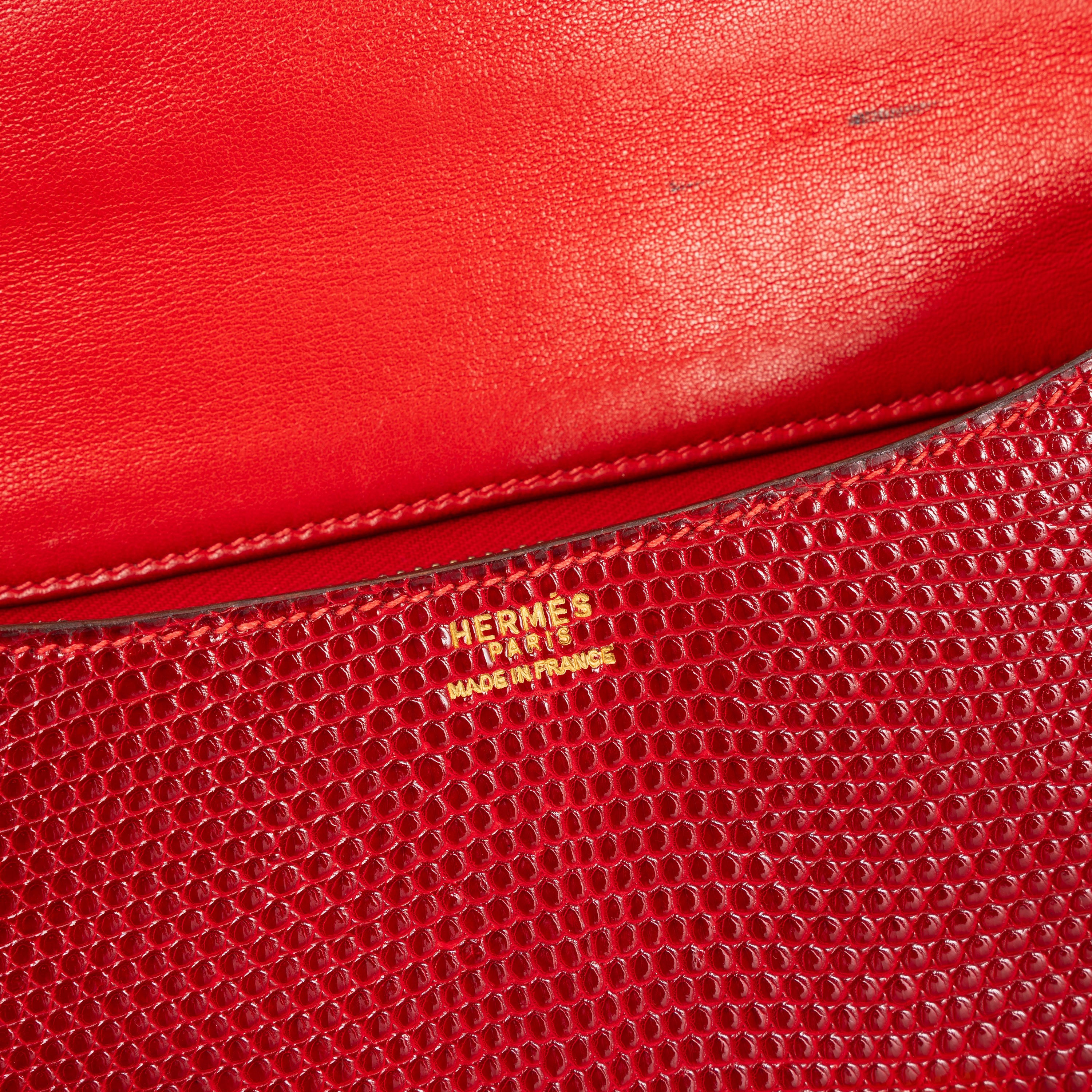 Hermès - Constance 24 in lucertola rossa (1972) con hardware dorato