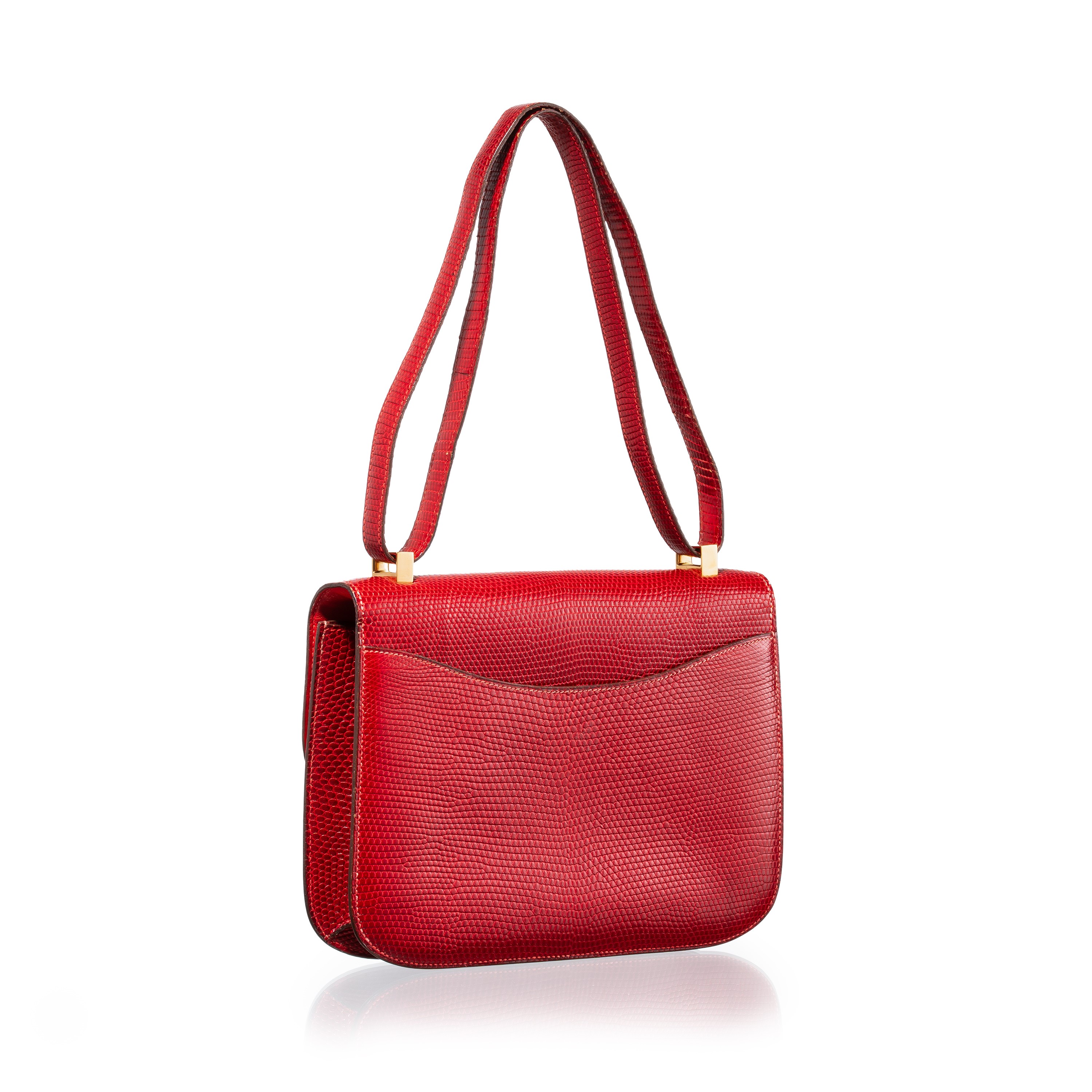 Hermès - Constance 24 in lucertola rossa (1972) con hardware dorato