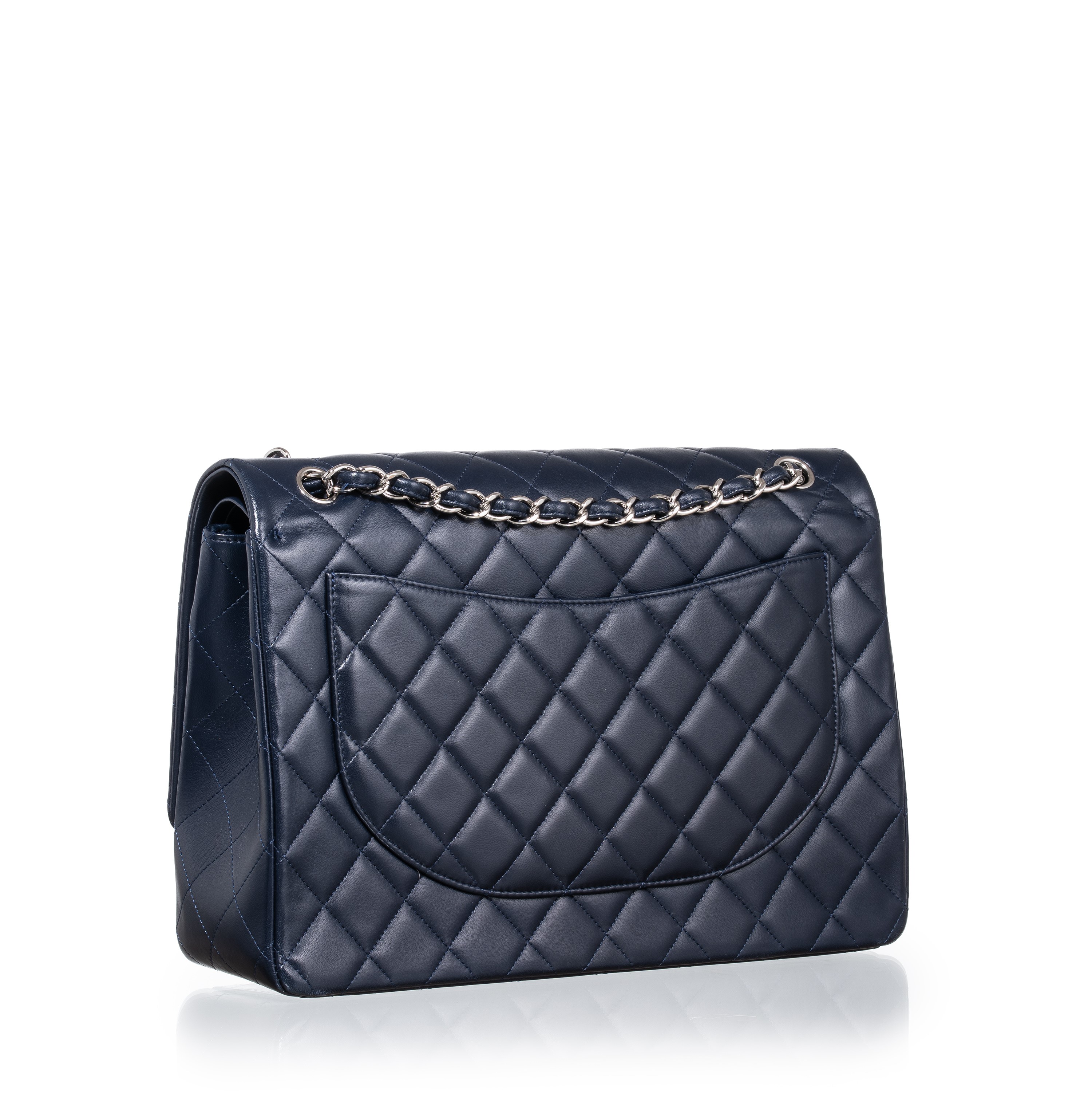 Chanel - Timeless Maxi Jumbo in pelle d’agnello blu con hardware palladio (2011)