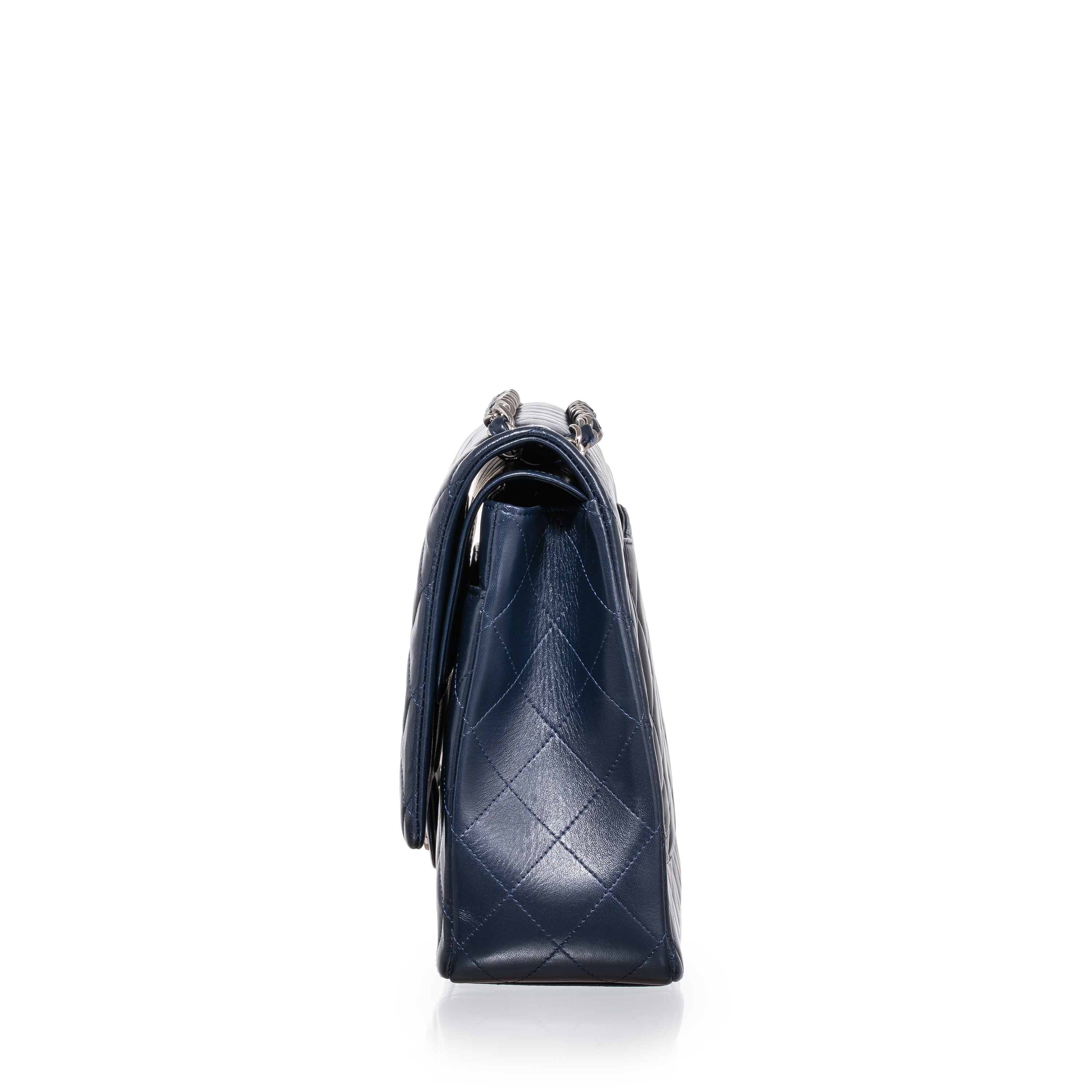 Chanel - Timeless Maxi Jumbo in pelle d’agnello blu con hardware palladio (2011)