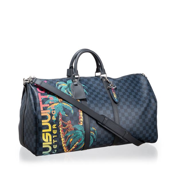 LOUIS VUITTON - LOUIS VUITTON KEEPALL 55 BANDOULIÈRE DAMIER COBALT LIMITED EDITION JUNGLE - 2018