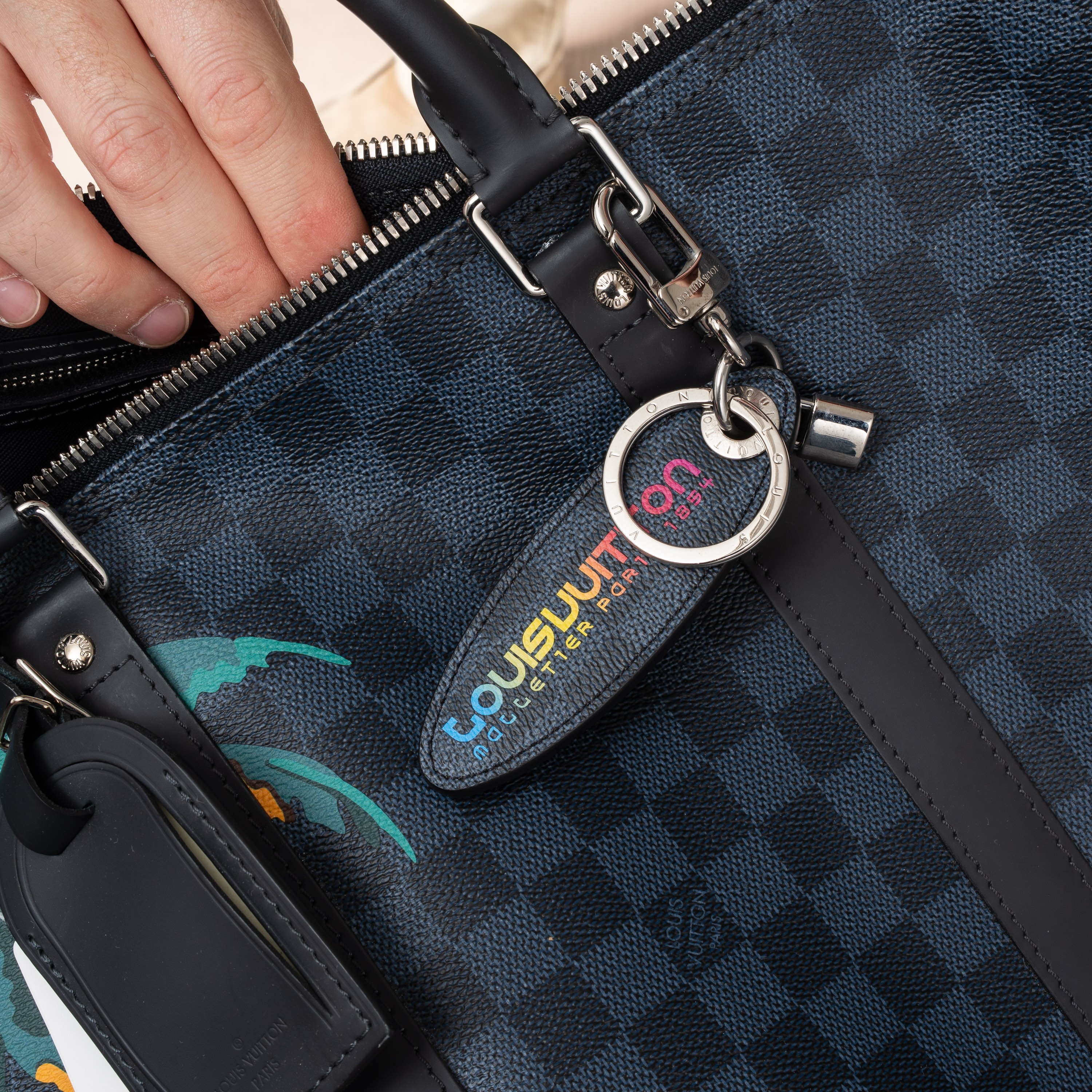 Louis Vuitton - Keepall 55 Bandoulière Limited Edition Jungle by Kim Jones (Damier Cobalt), tela