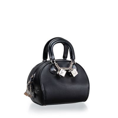 Christian Dior, Gambler Dice Bowler Bag in pelle nera con dettagli Swarovski e metalleria palladi...