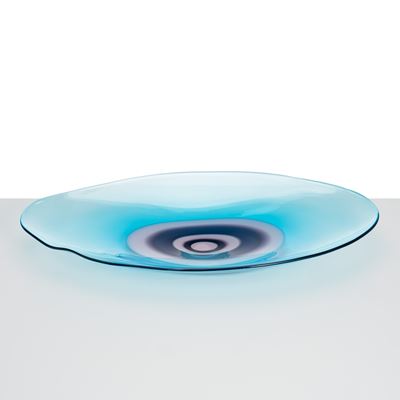 Centrotavola in vetro decorato con grande murina policroma