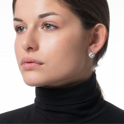 Orecchini, oro bianco 18 kt con diamanti taglio brillante
