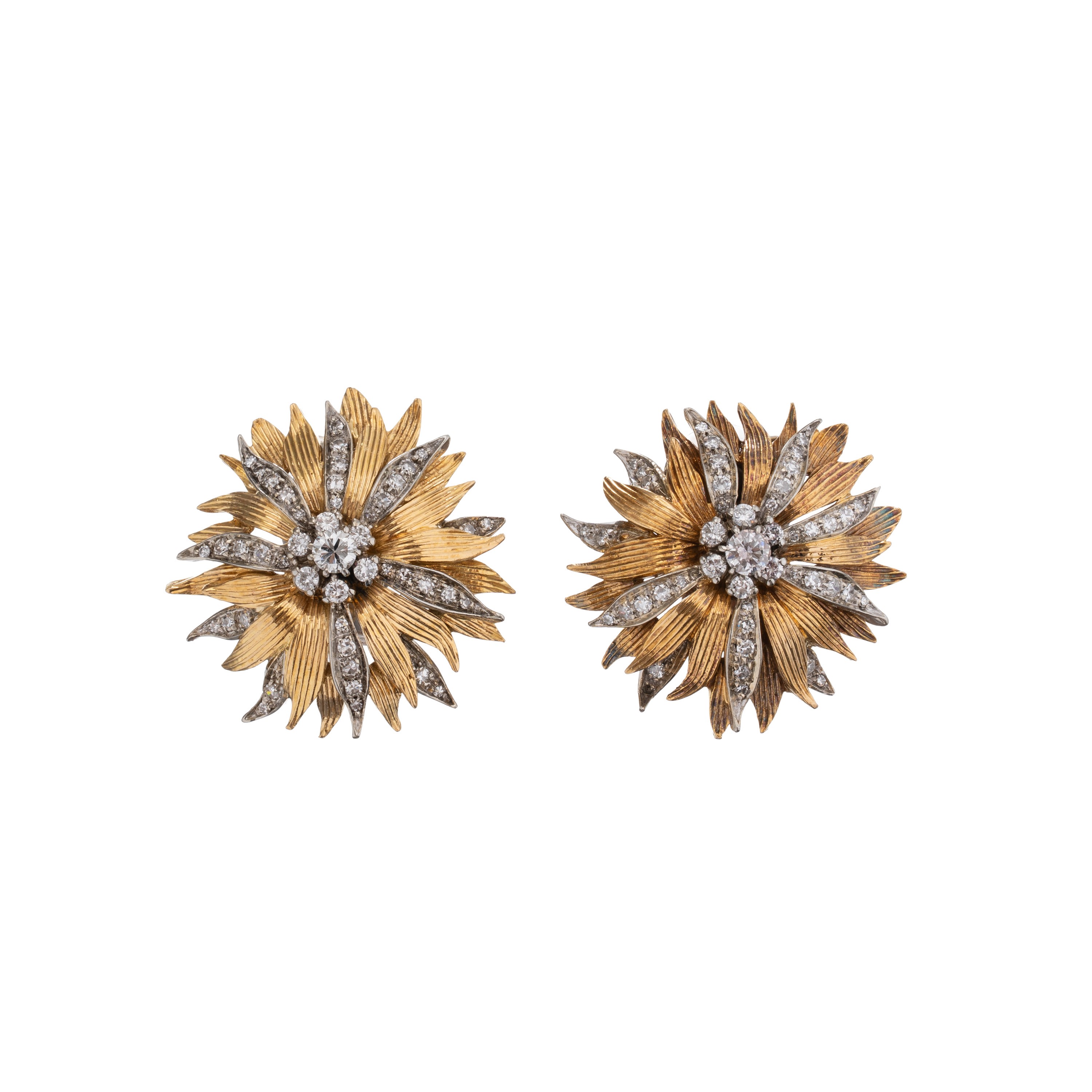 Orecchini in oro giallo e bianco 18 kt con diamanti, certificati LabiGem