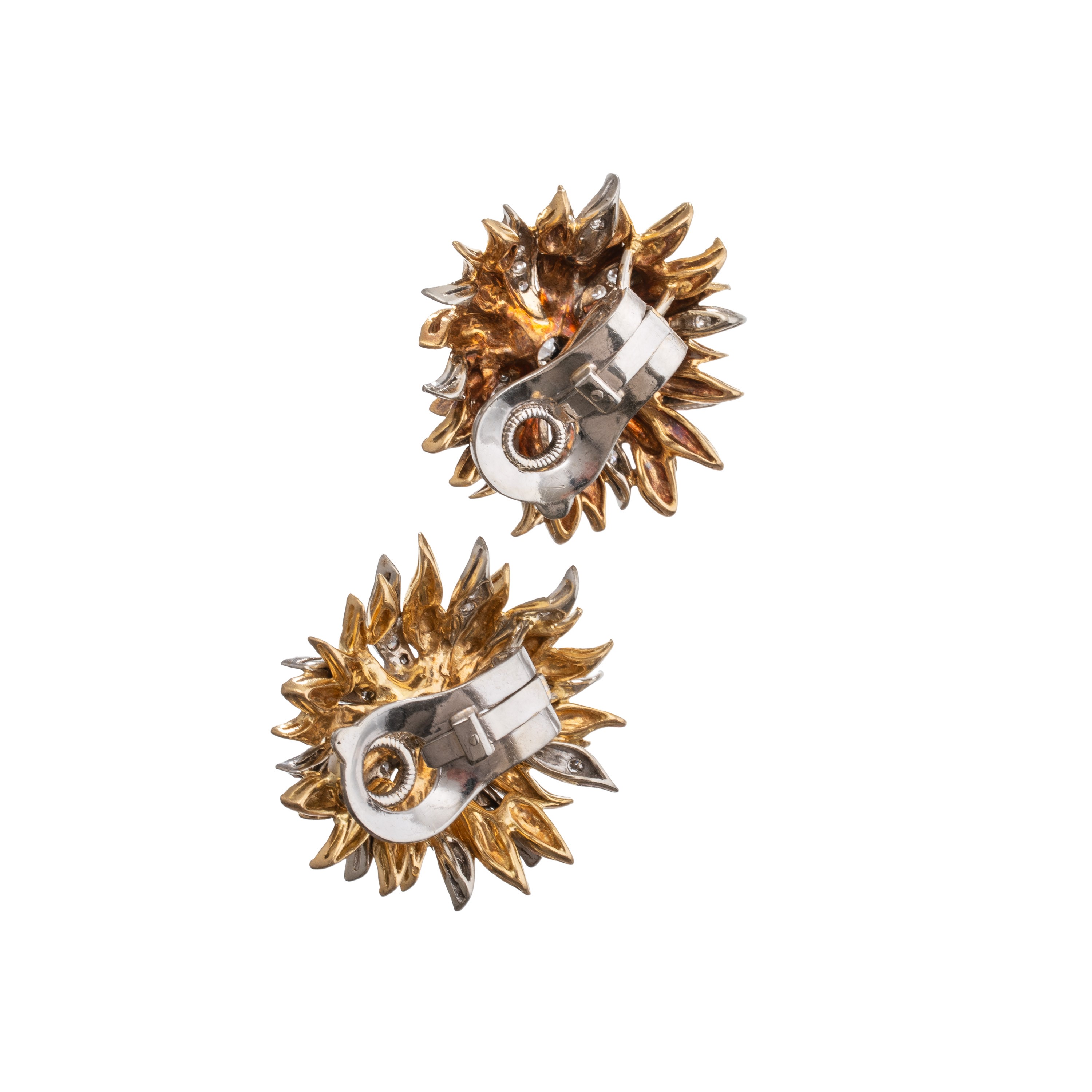 Orecchini in oro giallo e bianco 18 kt con diamanti, certificati LabiGem