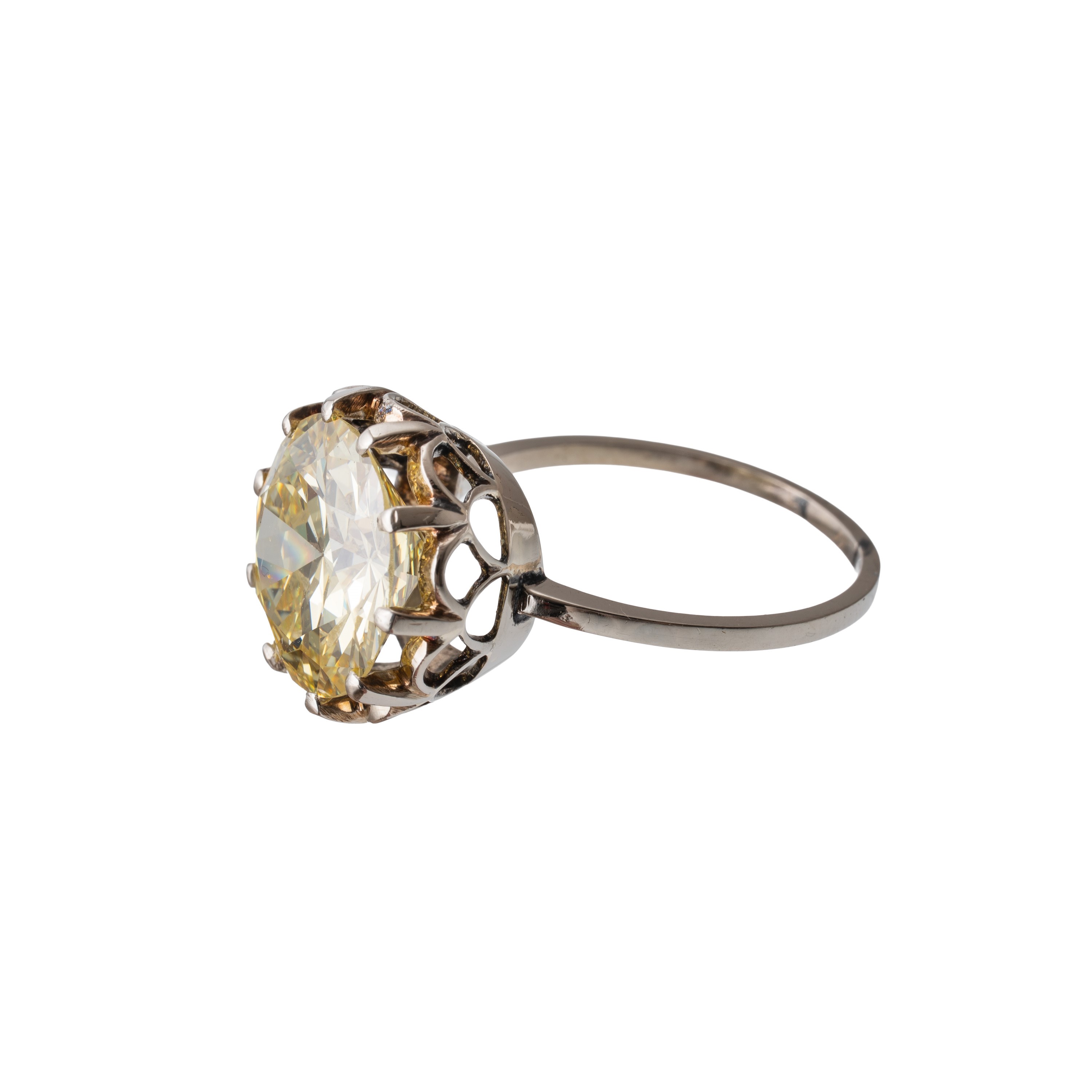 Anello solitario, platino con diamante Fancy Yellow certificato IGI