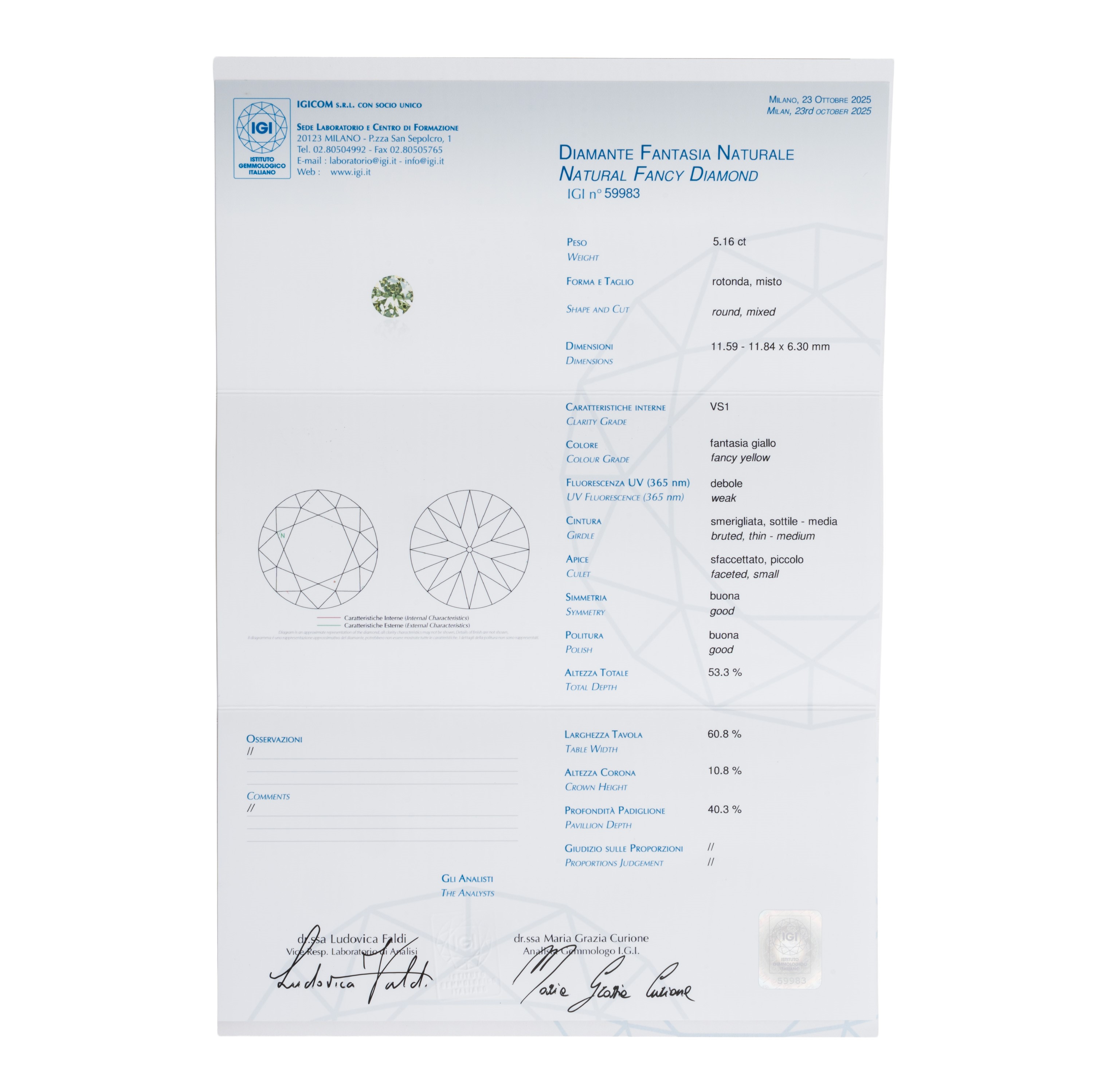 Anello solitario, platino con diamante Fancy Yellow certificato IGI