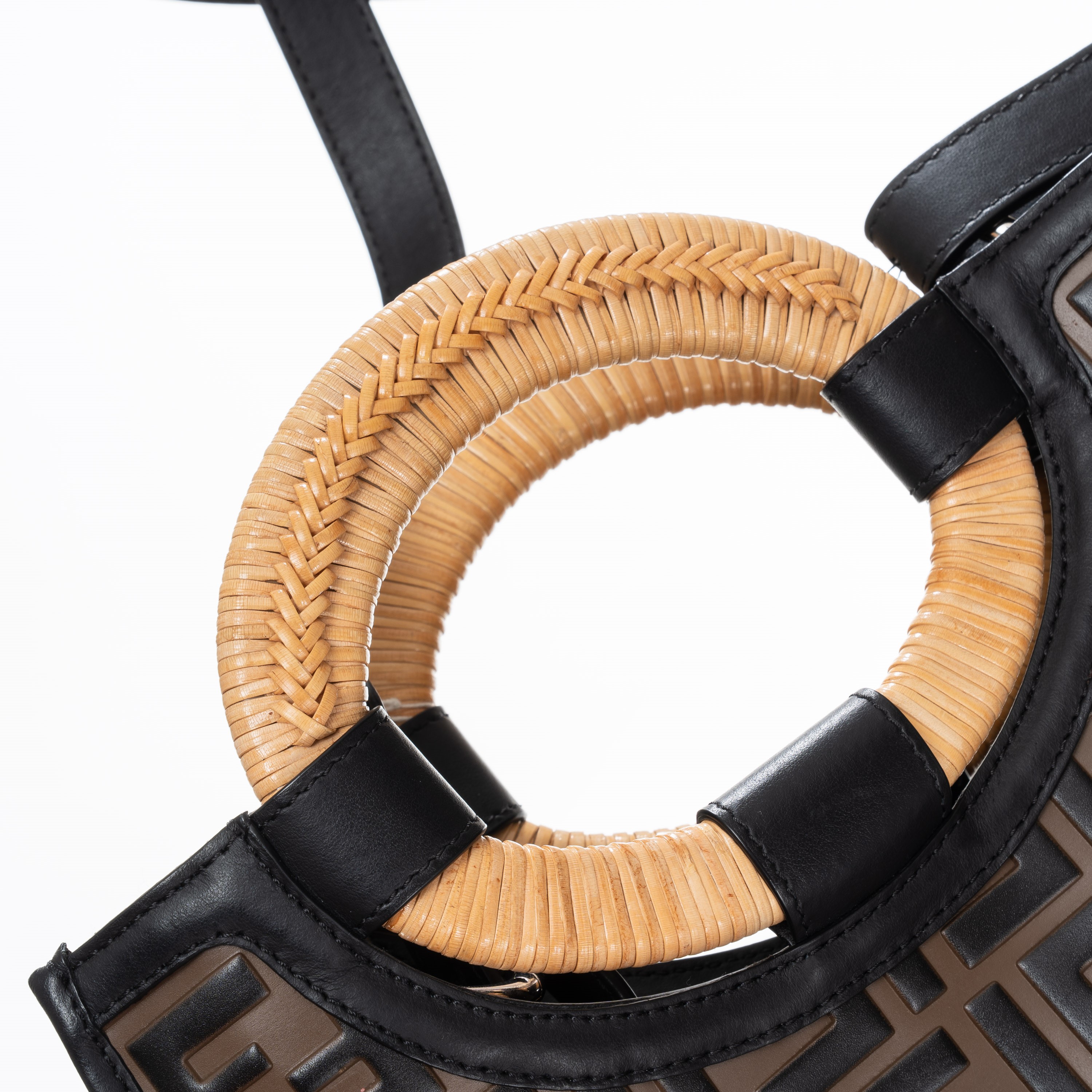 Fendi - Shopping bag Runway in pelle con stampa FF in rilievo