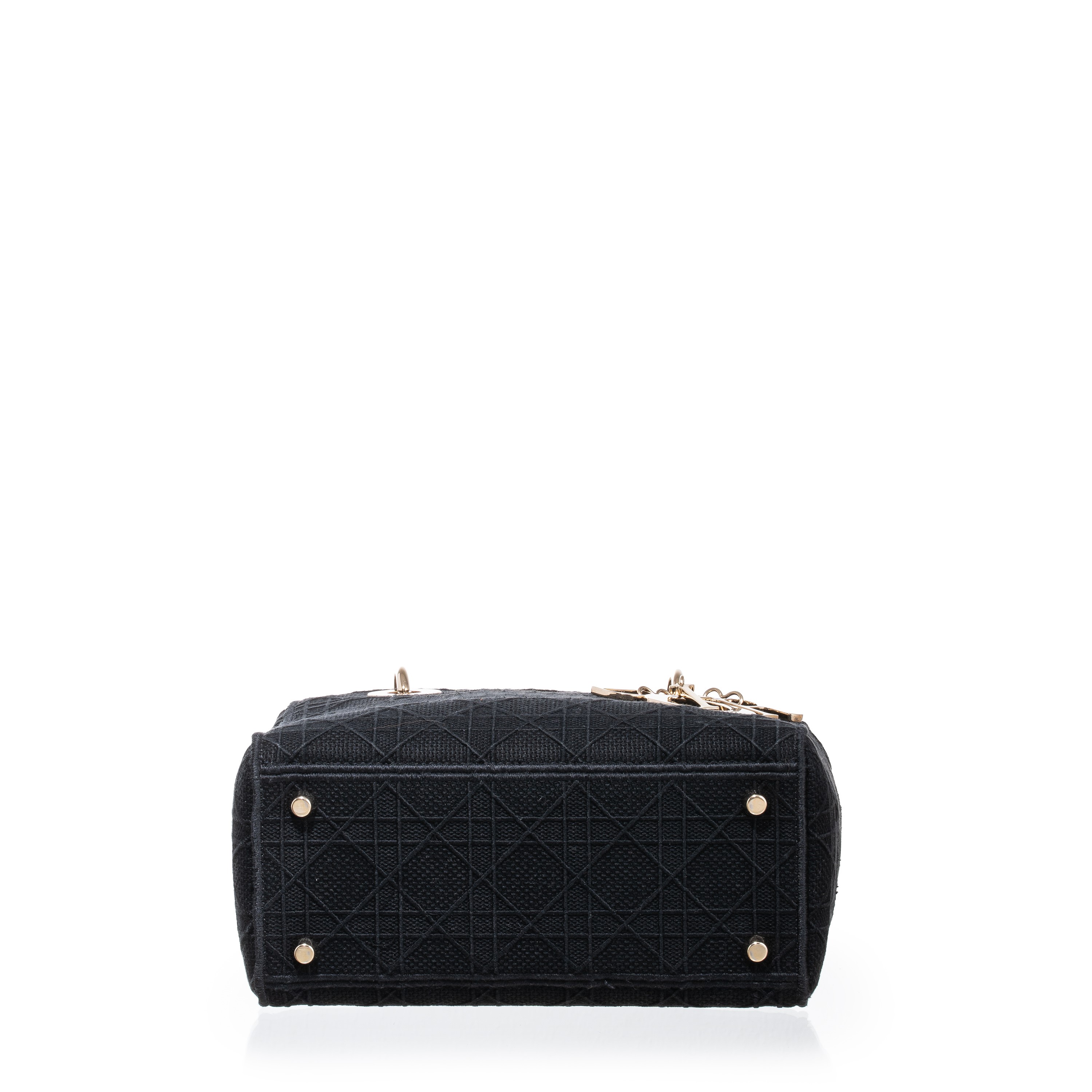 Dior, D-Lite Media in tessuto trama Cannage, nero con hardware champagne (2020)