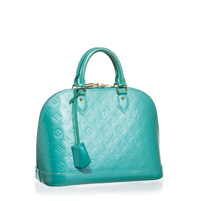 Alma PM Monogram Vernis in pelle verniciata azzurra (2012)