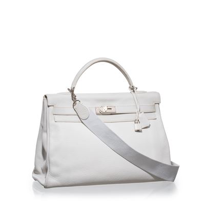 Hermès Kelly 40 Retourné Clemence Colore Bianco Phw - 2007