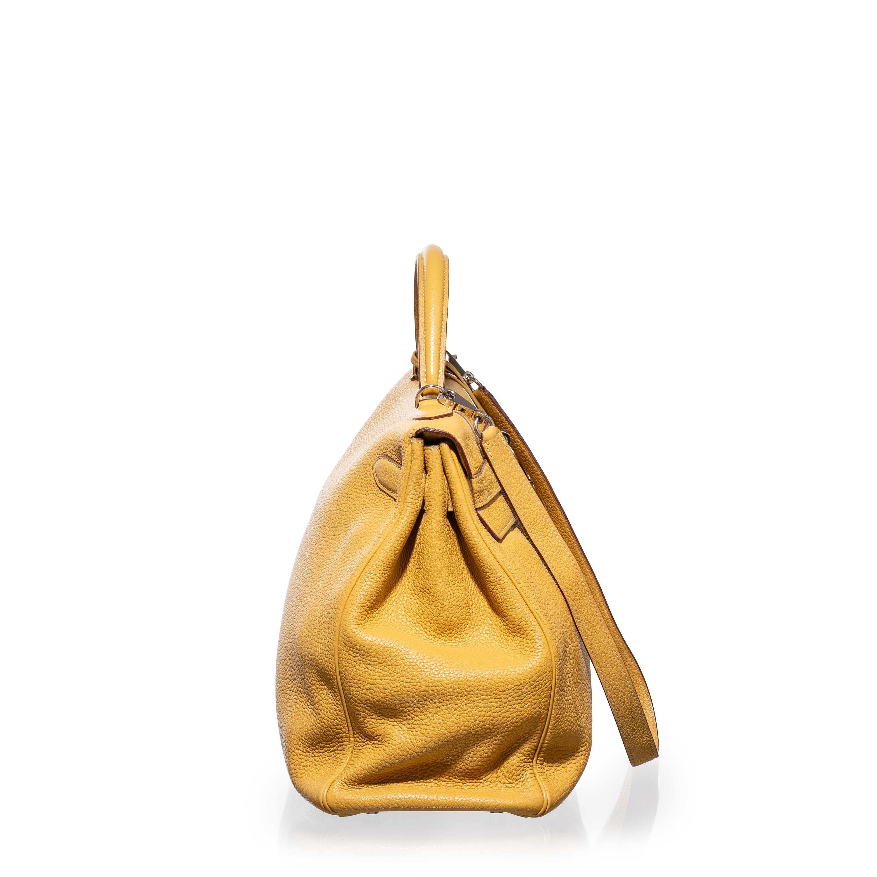 Hermès - Kelly 40 Retourné in taurillon clemence giallo, metalleria palladio (2009)