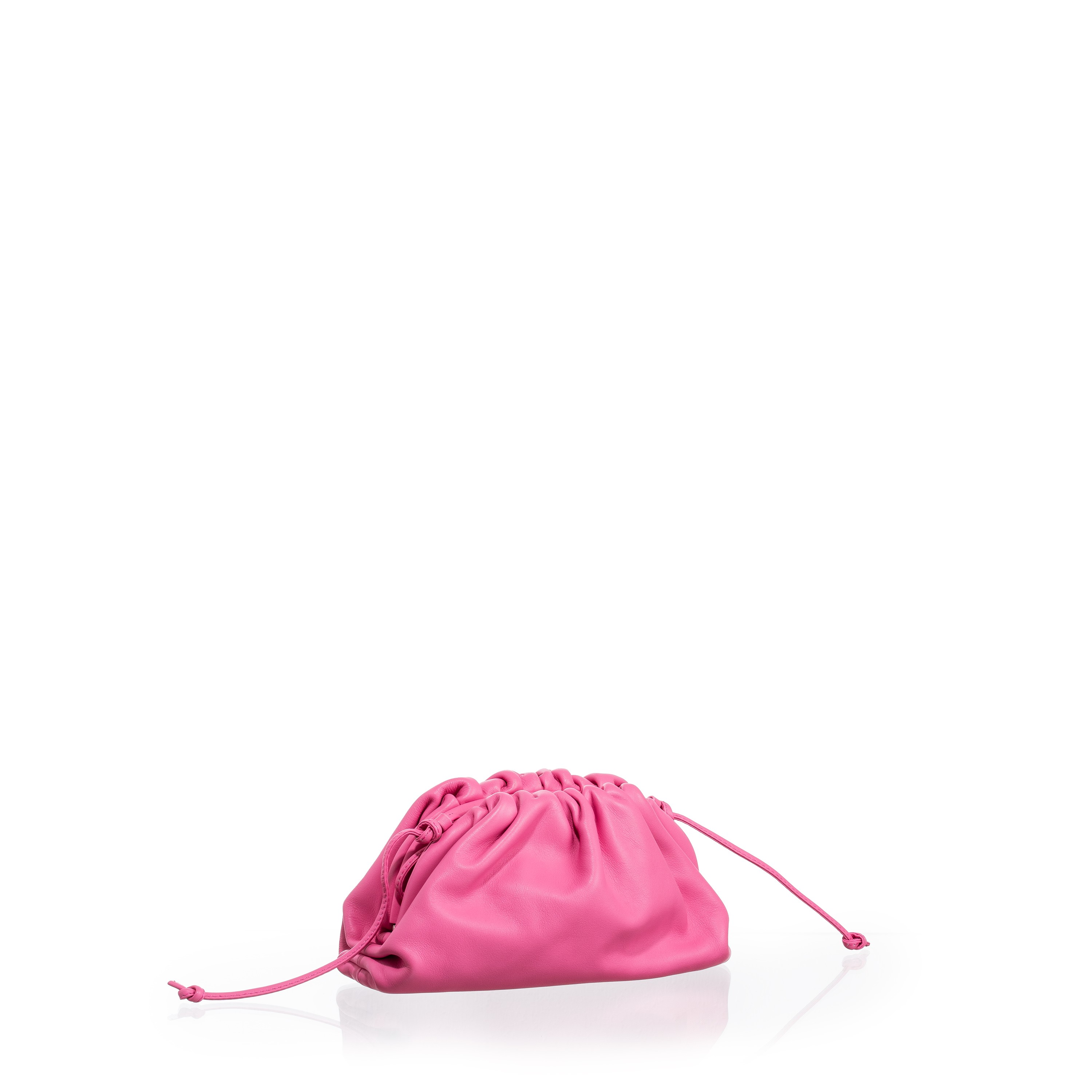 Bottega Veneta - Mini Pouch in pelle d’agnello rosa con tracolla