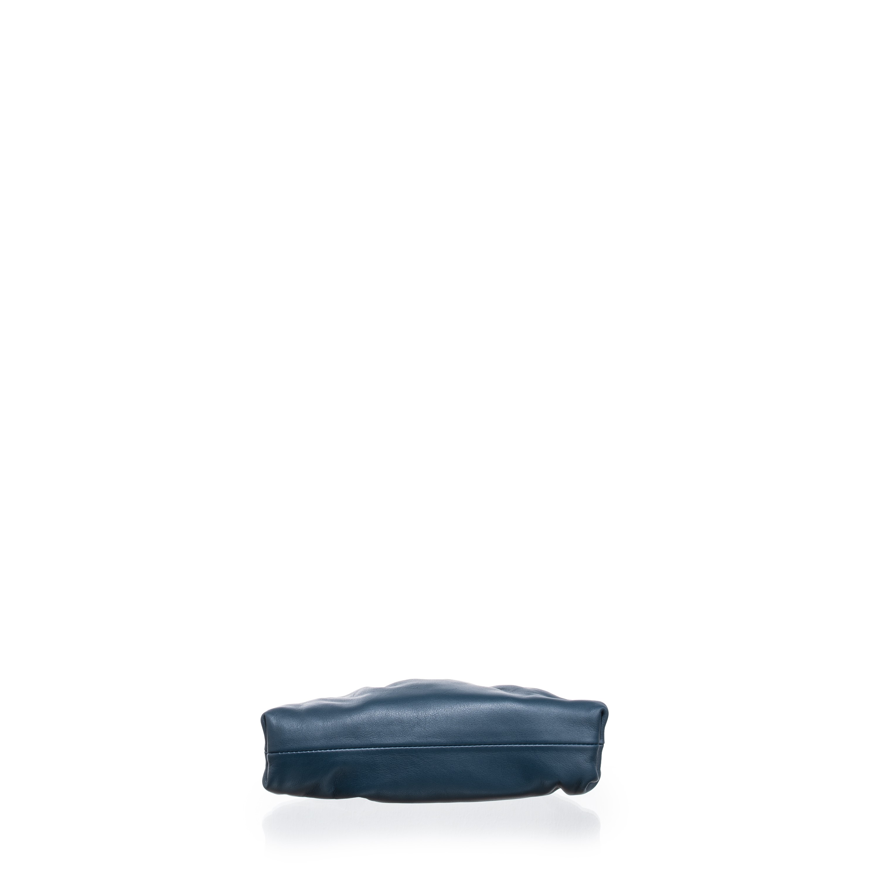 Bottega Veneta - Mini Pouch in pelle d’agnello blu con tracolla