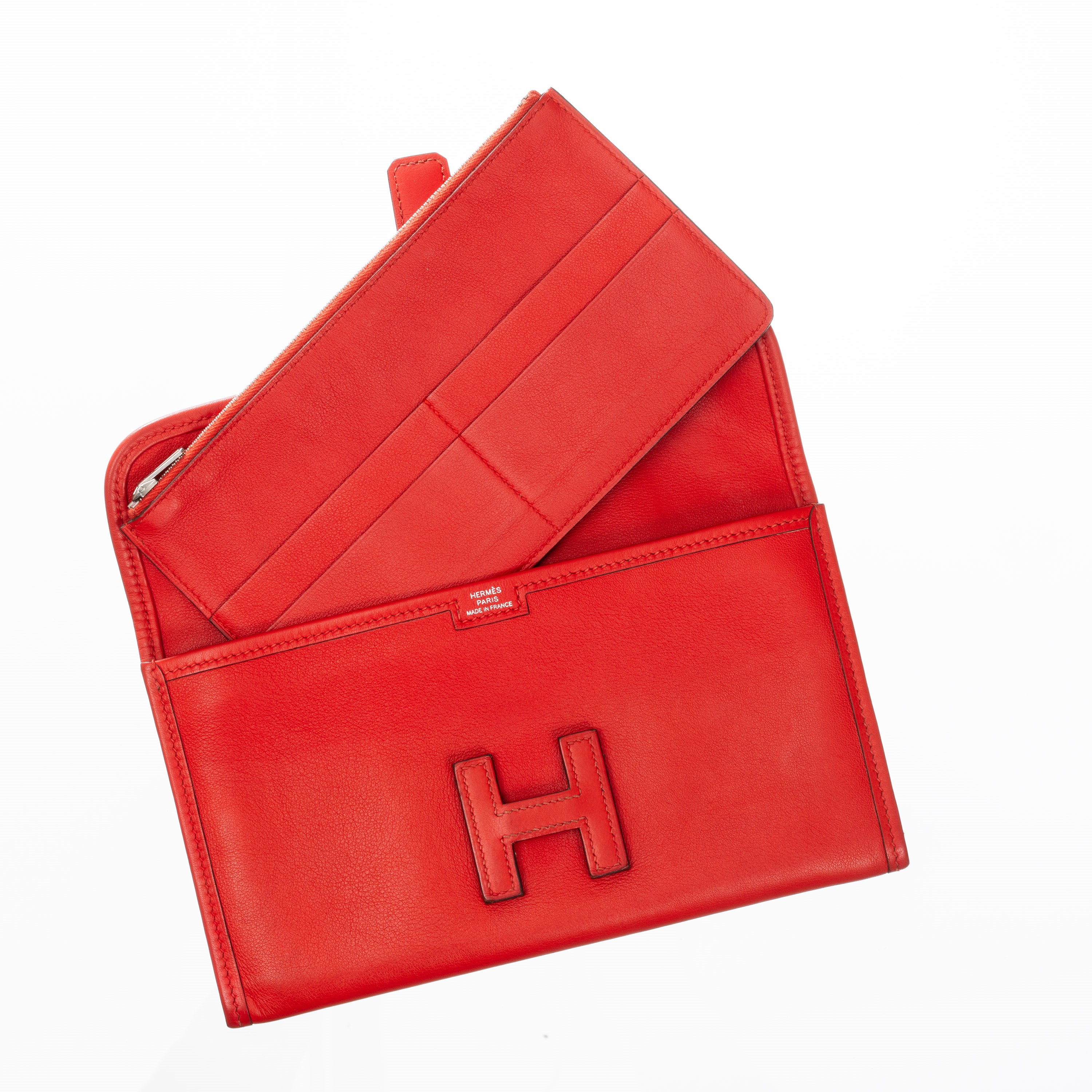 Hermès - Jige 21 in pellame Evercolor (Rouge Casaque) con hardware palladio, 2017