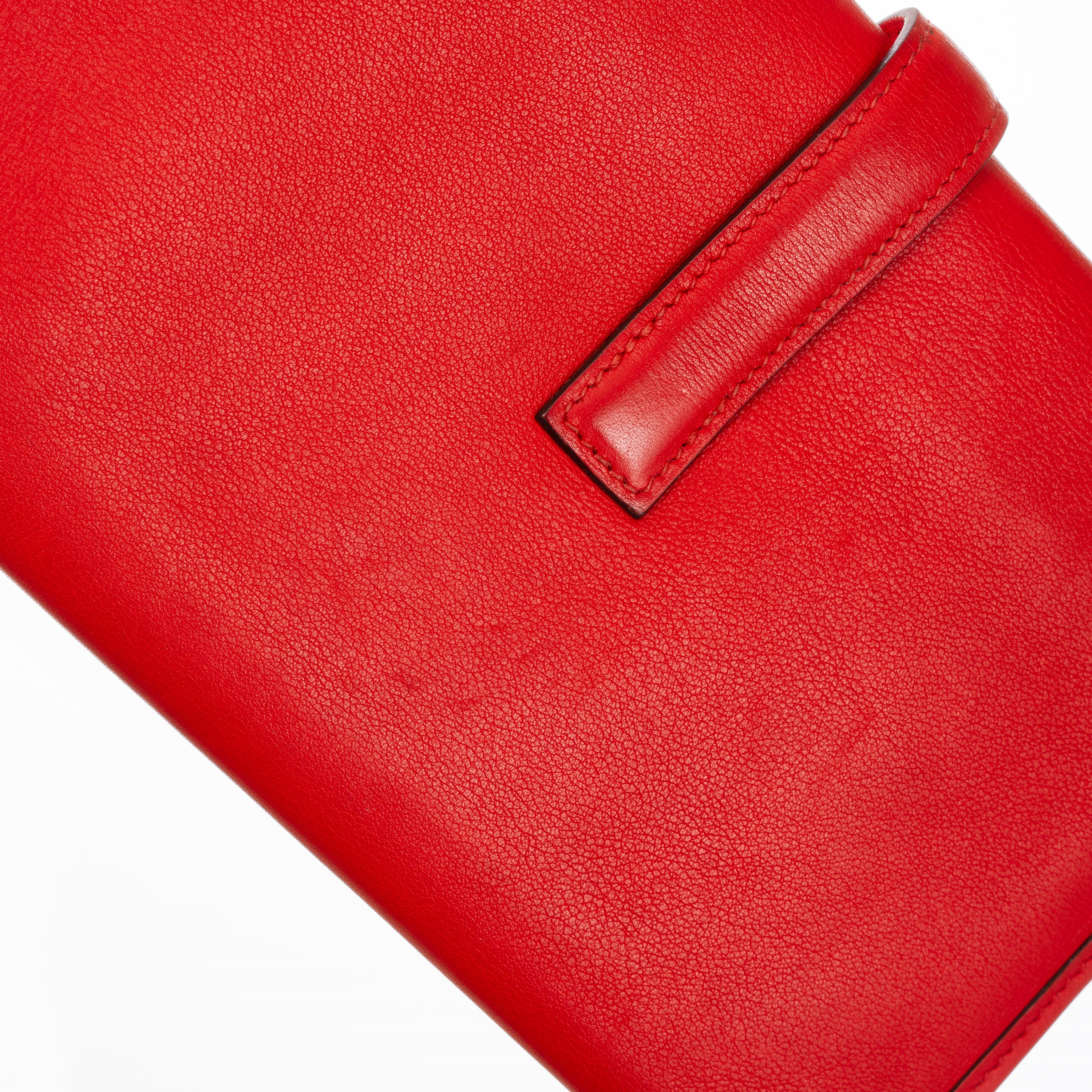 Hermès - Jige 21 in pellame Evercolor (Rouge Casaque) con hardware palladio, 2017