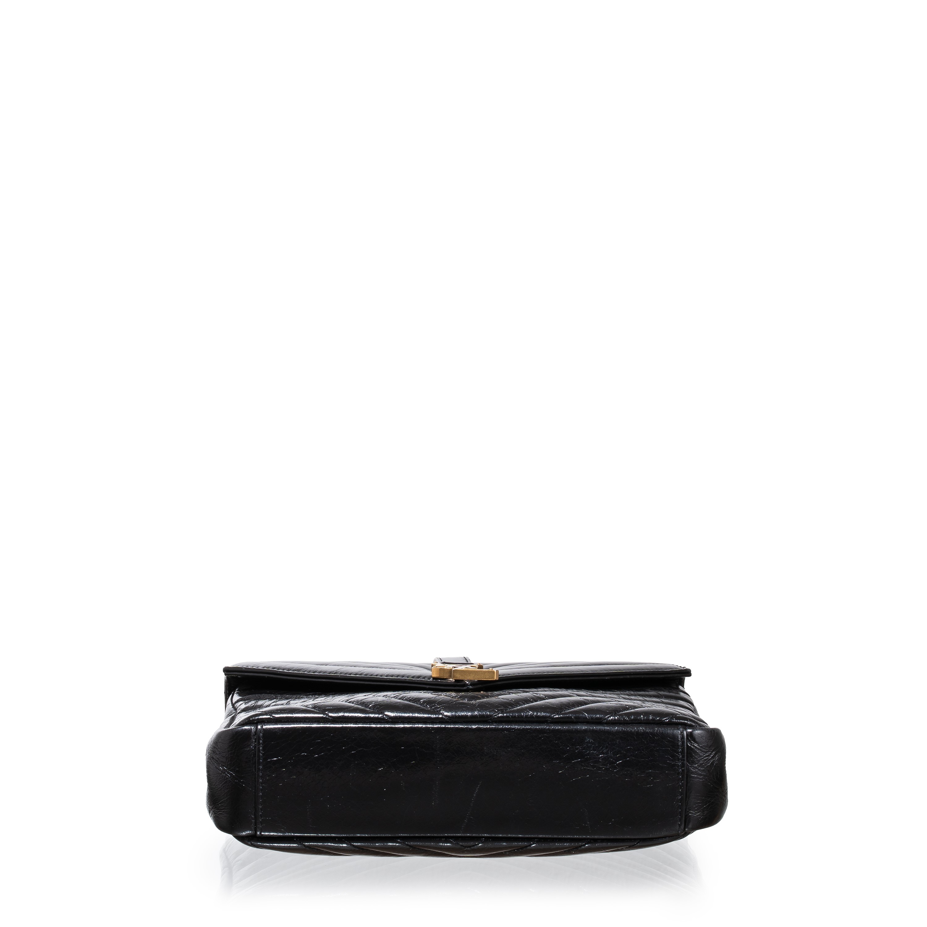 Saint Laurent - College Media in pelle verniciata effetto craquelé