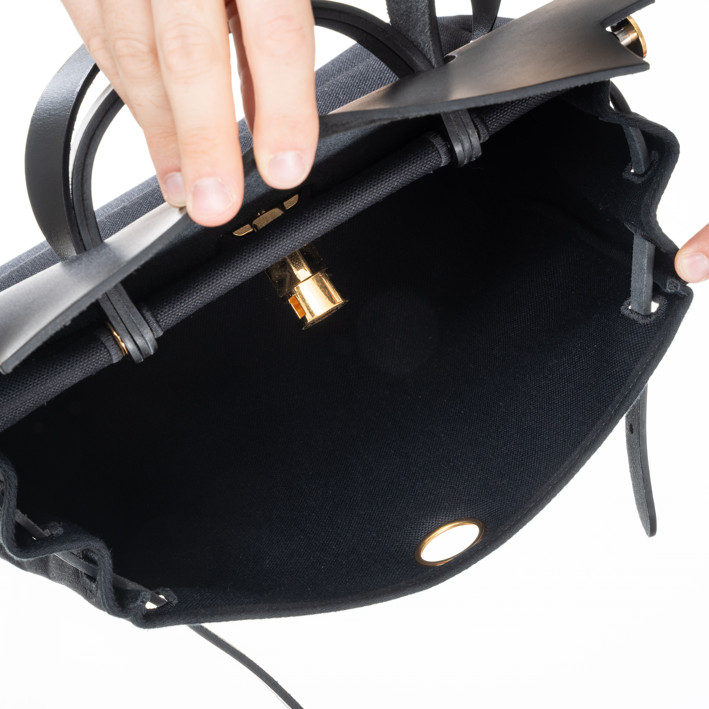 Hermès - Herbag 31 GHW, borsa/carryall in tela militare e vacchetta Hunter nera (2022)