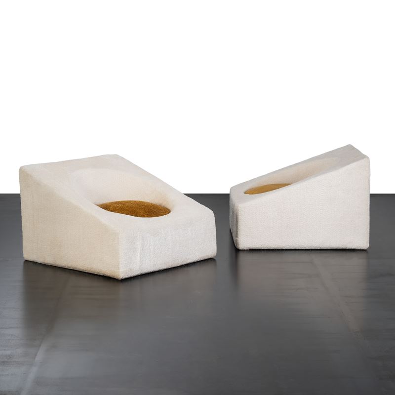 Anonimo - Set di due poltrone in tessuto bouclé
