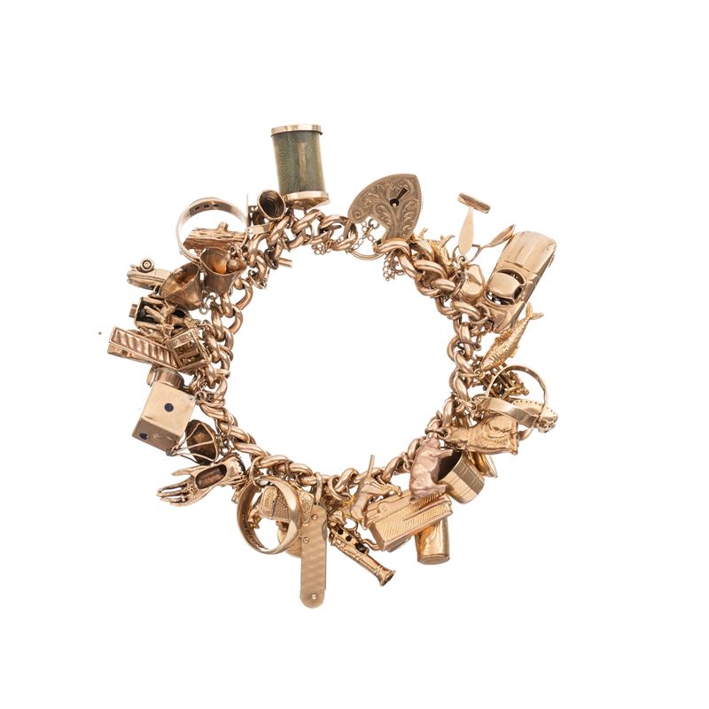 Bracciale in oro giallo 18 kt con charms