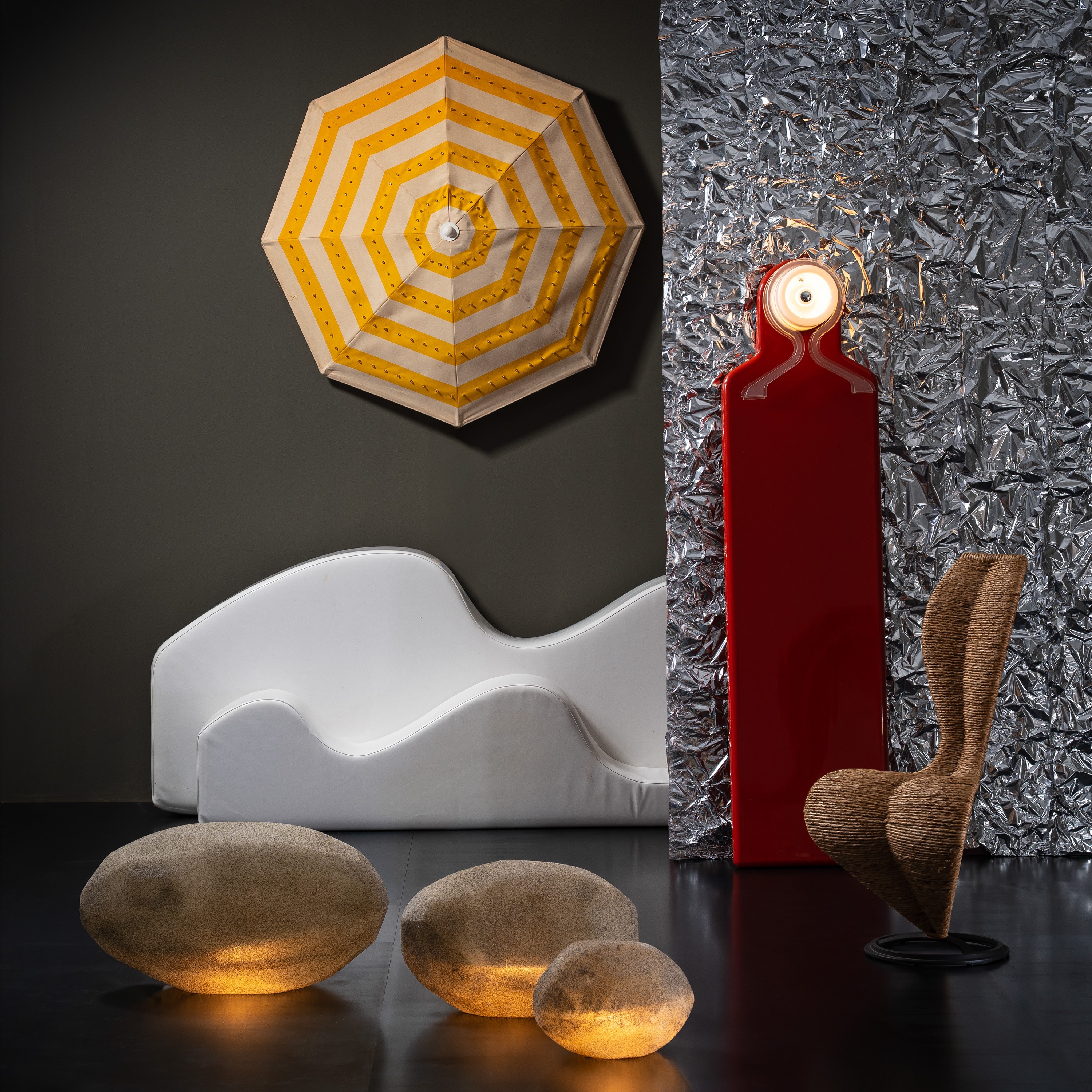 Tom Dixon - Sedia “S-Chair” in metallo e vimini intrecciato