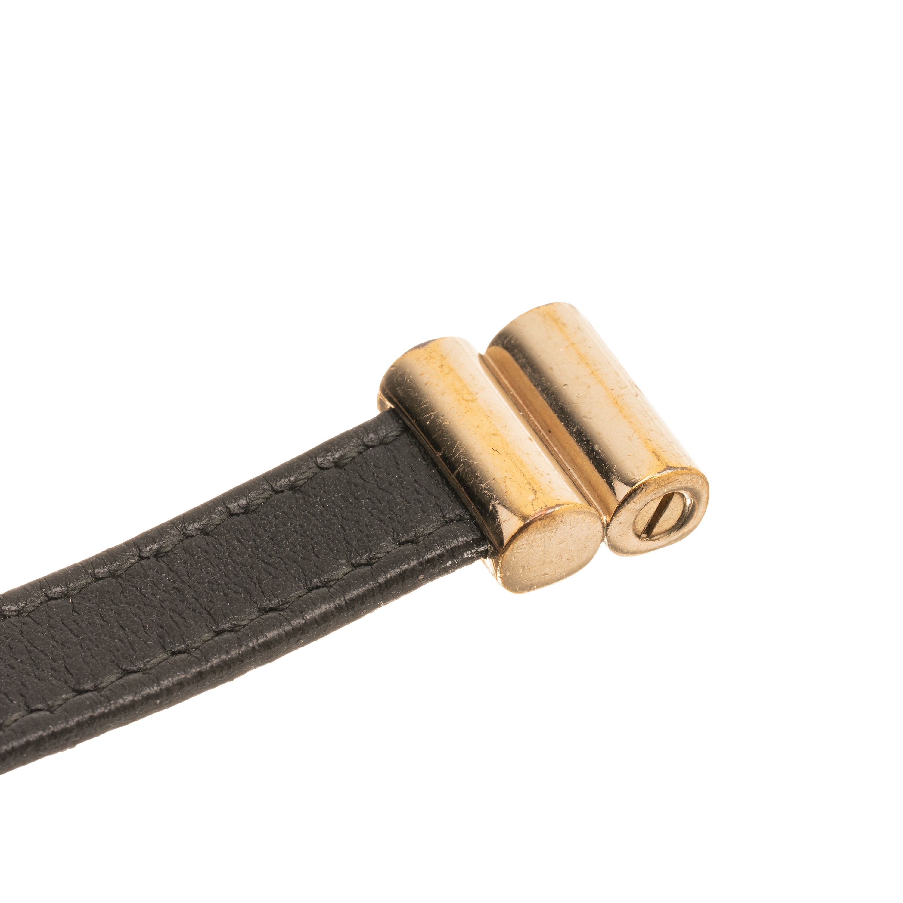 Bulgari - Collarino in pelle nera con elementi distintivi in metalleria