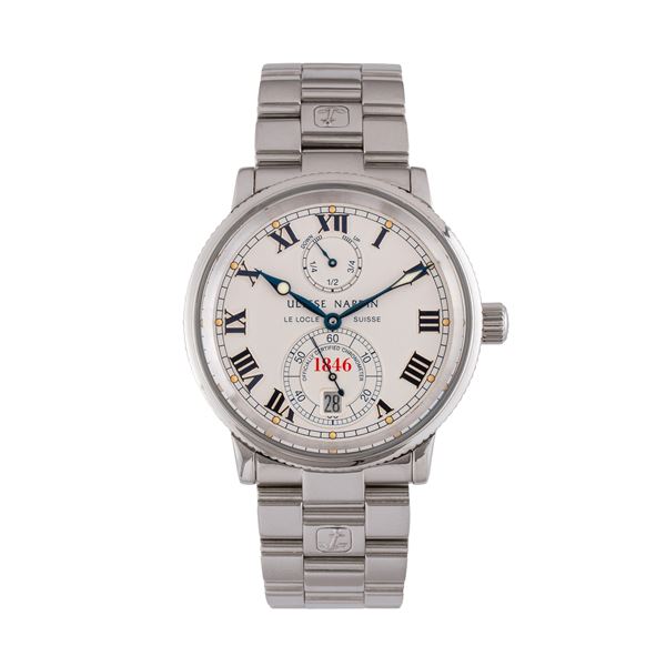 ULYSSE NARDIN - ULYSSE NARDIN - MARINE CHRONOMETER 1846 OROLOGIO A CARICA AUTOMATICA IN ACCIAIO CON RISERVA DI CARICA AD ORE DODICI E DATARIO AD ORE SEI CON BRACCIALE IN ACCIAIO